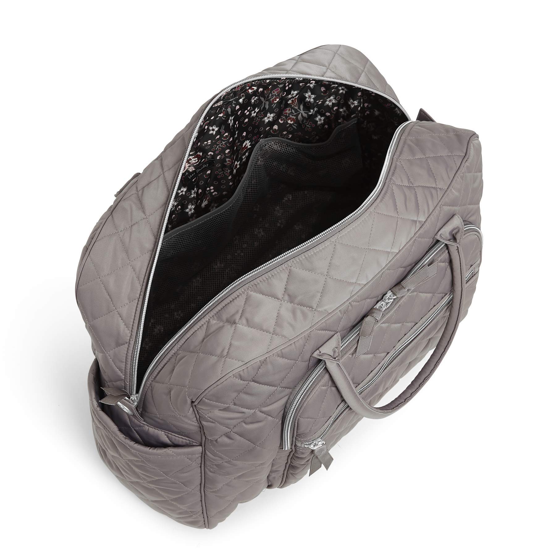 Vera Bradley Women's Performance Twill Weekender Travel Bag - Lightweight Carry-On Overnight Bag for Women, Tranquil Gray, Perfect for Weekend Getaways & Business Trips