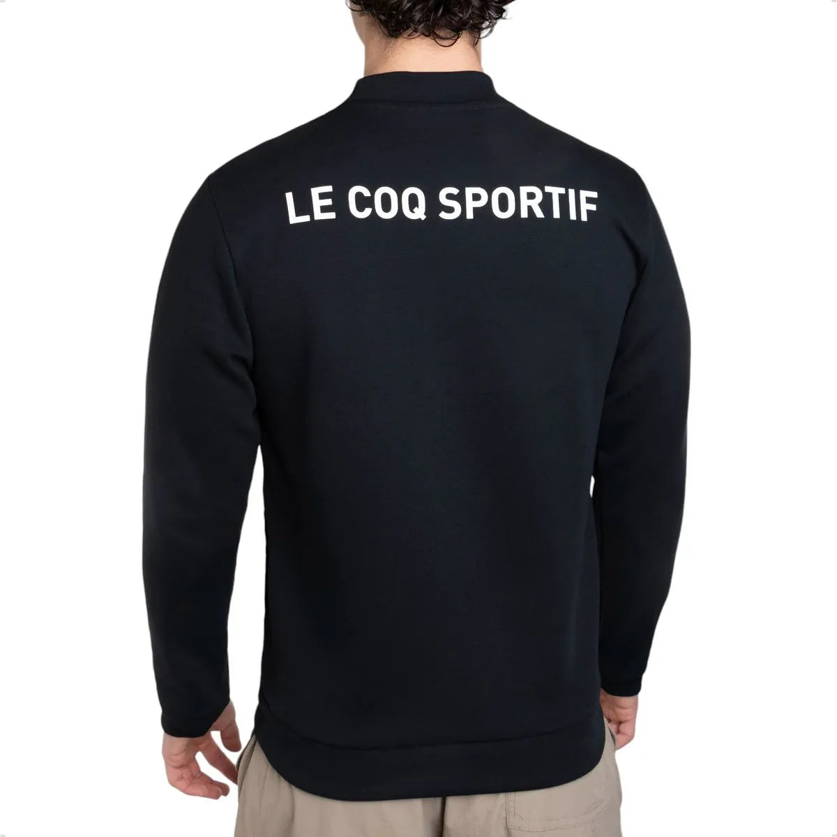 Le Coq Sportif Men's Training Full-Zip Jacket - Black | Lightweight & Breathable for Running, Gym & Outdoor Activities