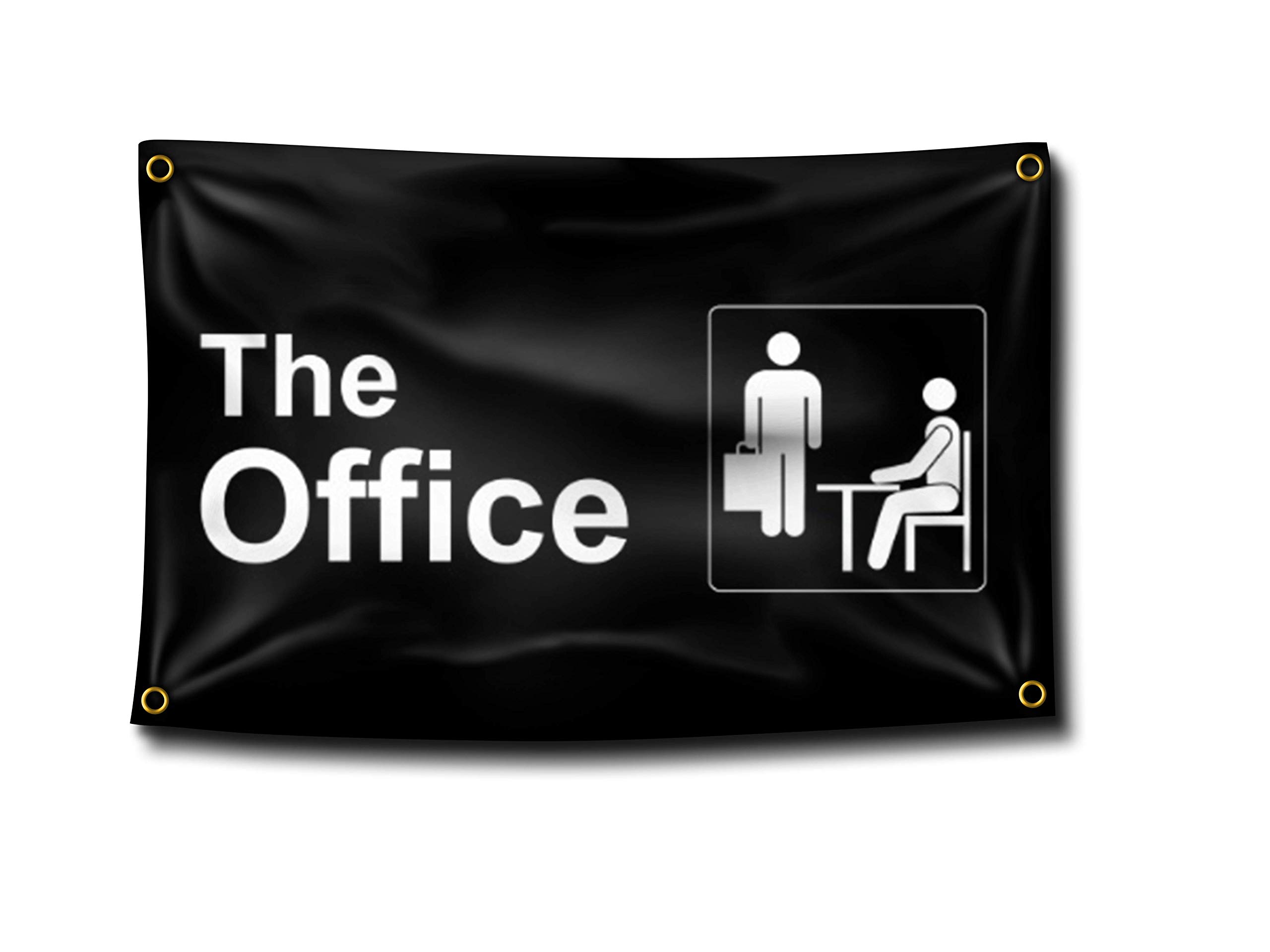 The Office Logo Funny TV Show Motivational Flag - 3x5 Feet Inspirational Wall Decor for Office, Gym & Dorm Room - Easy Hanging with 4 Grommets - Perfect for Fans, Parties & Home Decor