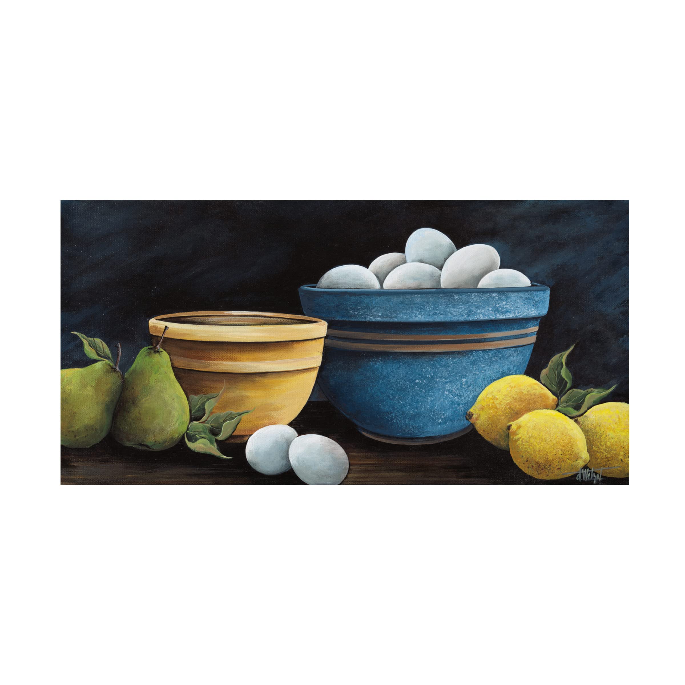 Debbi Wetzel Blue Bowl with Eggs Canvas Art - Kitchen Wall Decor