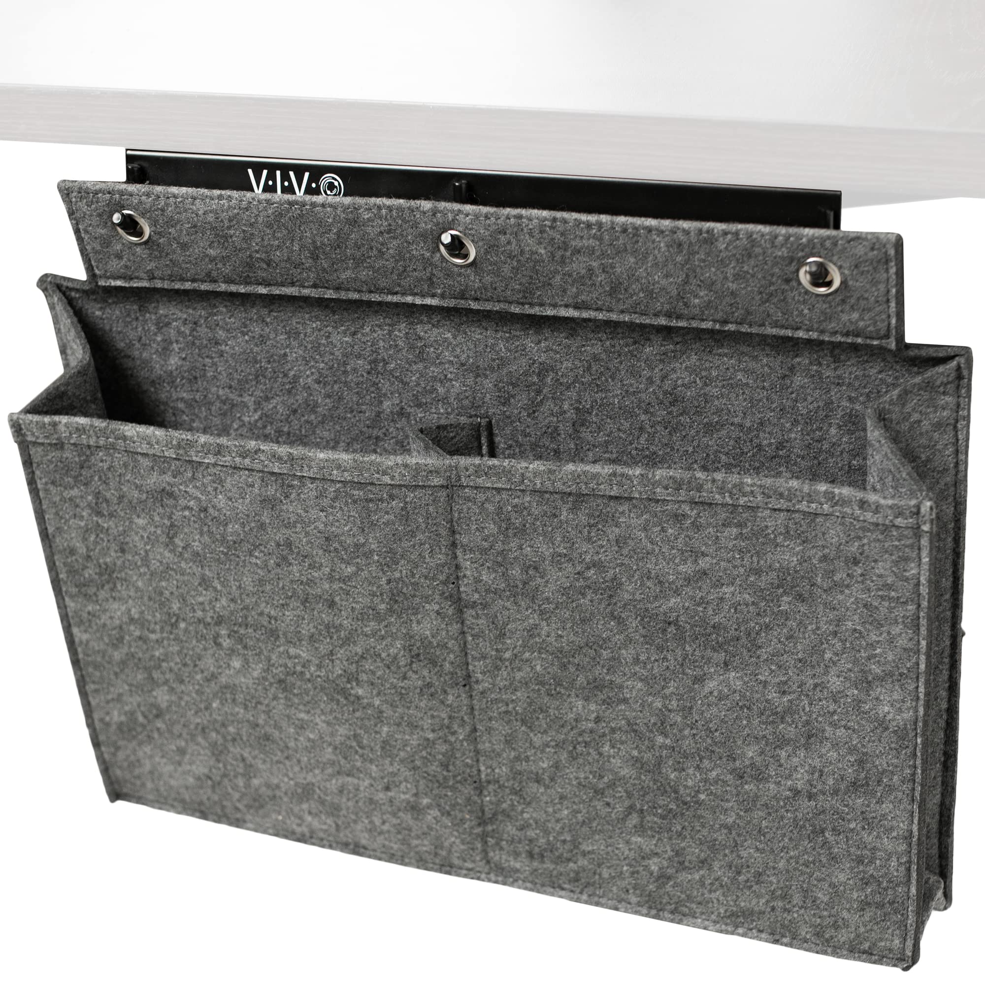 VIVO Side Storage Pocket for Desk - 2 Pocket Workstation Organizer, Hanging Table Bag Pouch for Office Supplies, Notebooks & Accessories (Gray, DESK-AC08PG) - Perfect for Home Office, Study Desk & Workspace Organization