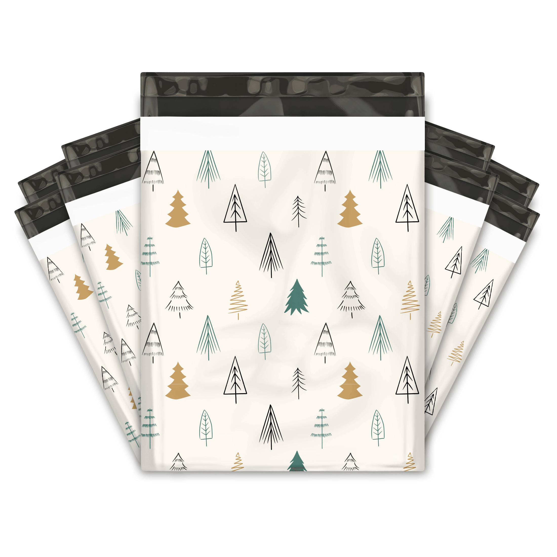 12x15 Inch Christmas Fir Trees Printed Poly Mailers - Waterproof Shipping Envelopes for Ecommerce, Gift Bags, Apparel & Small Business Packaging (Perfect for Holiday Gifts, Online Stores & Boutique Shipments)