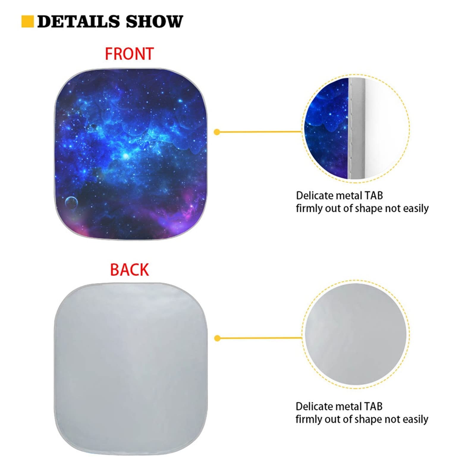 Blue Galaxy Print Universal Car Windshield Sun Shade for Truck Sedan SUV Van - UV Protection & Heat Blocking - Pack of 2 - Perfect for Summer Parking & Road Trips