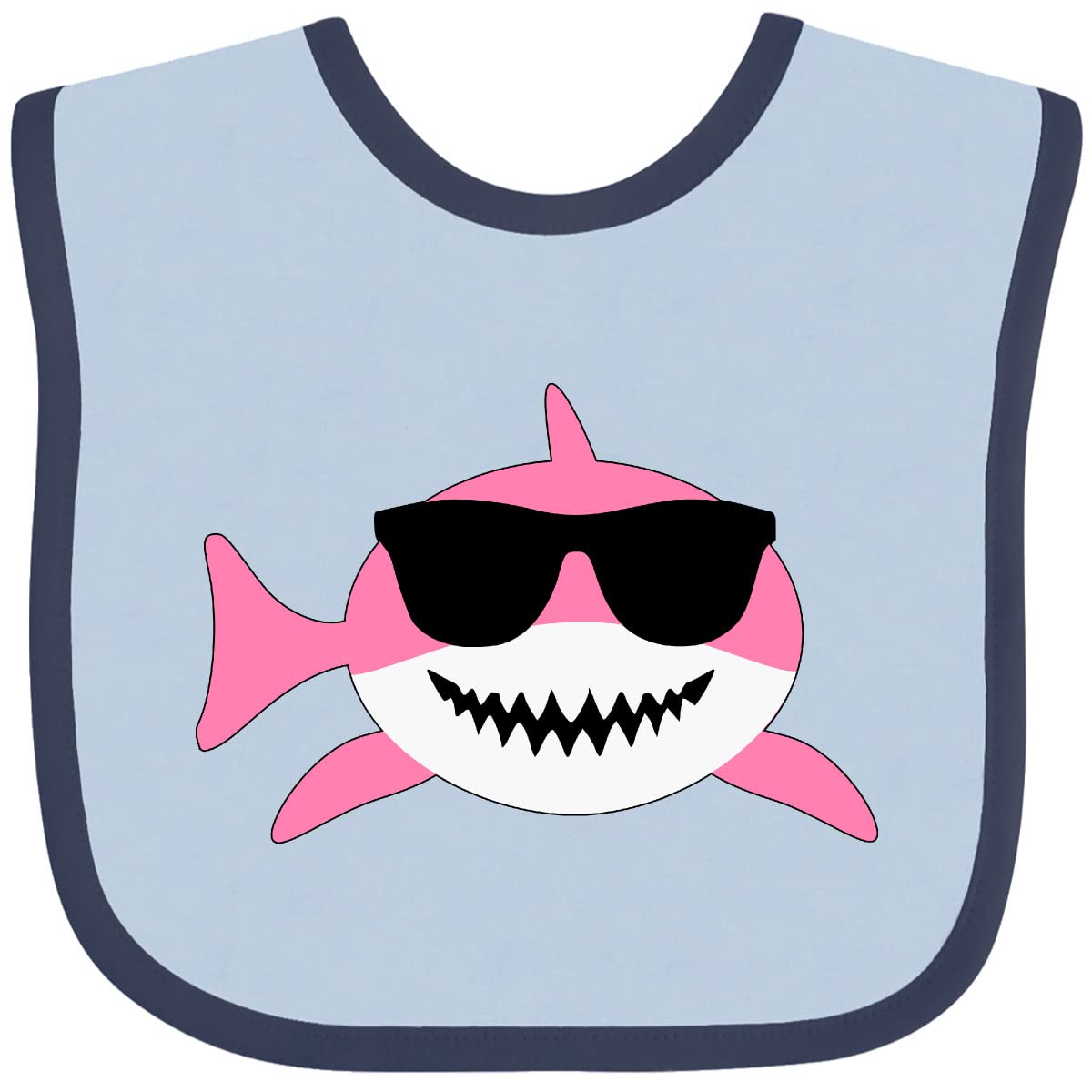 Inktastic Cute Pink Shark with Sunglasses Baby Bib - Soft Cotton Drool Bib for Infants & Toddlers - Perfect for Feeding, Teething, and Playtime
