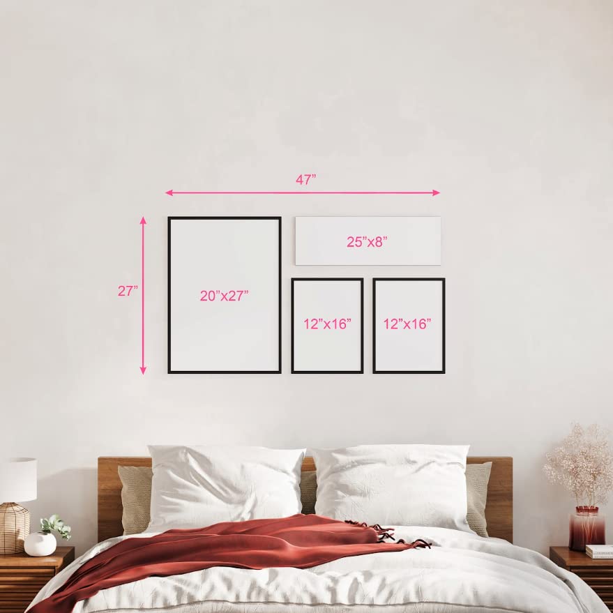 Mixtiles Personalized Wall Art Set - 3 Picture Frames & Centerpiece for Family Photos | 20x27 & 12x16 Stickable Photo Tiles | Easy Upload & Order | Classic Large Picture Frames | Perfect for Living Room, Bedroom & Home Decor