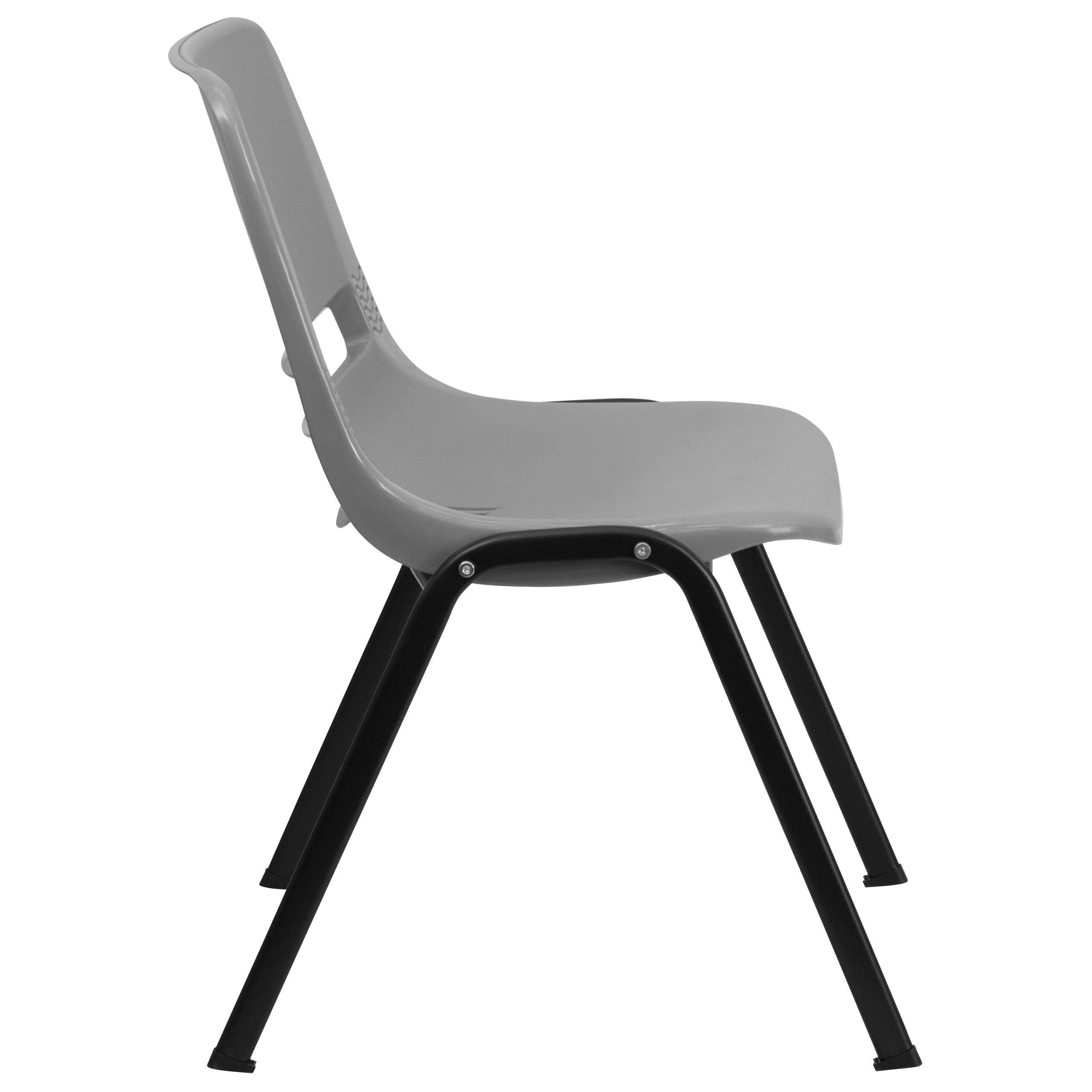Emma & Oliver Gray Ergonomic Shell Stackable Student Chair - Comfortable Classroom & Office Guest Chair for Schools, Libraries, and Conference Rooms