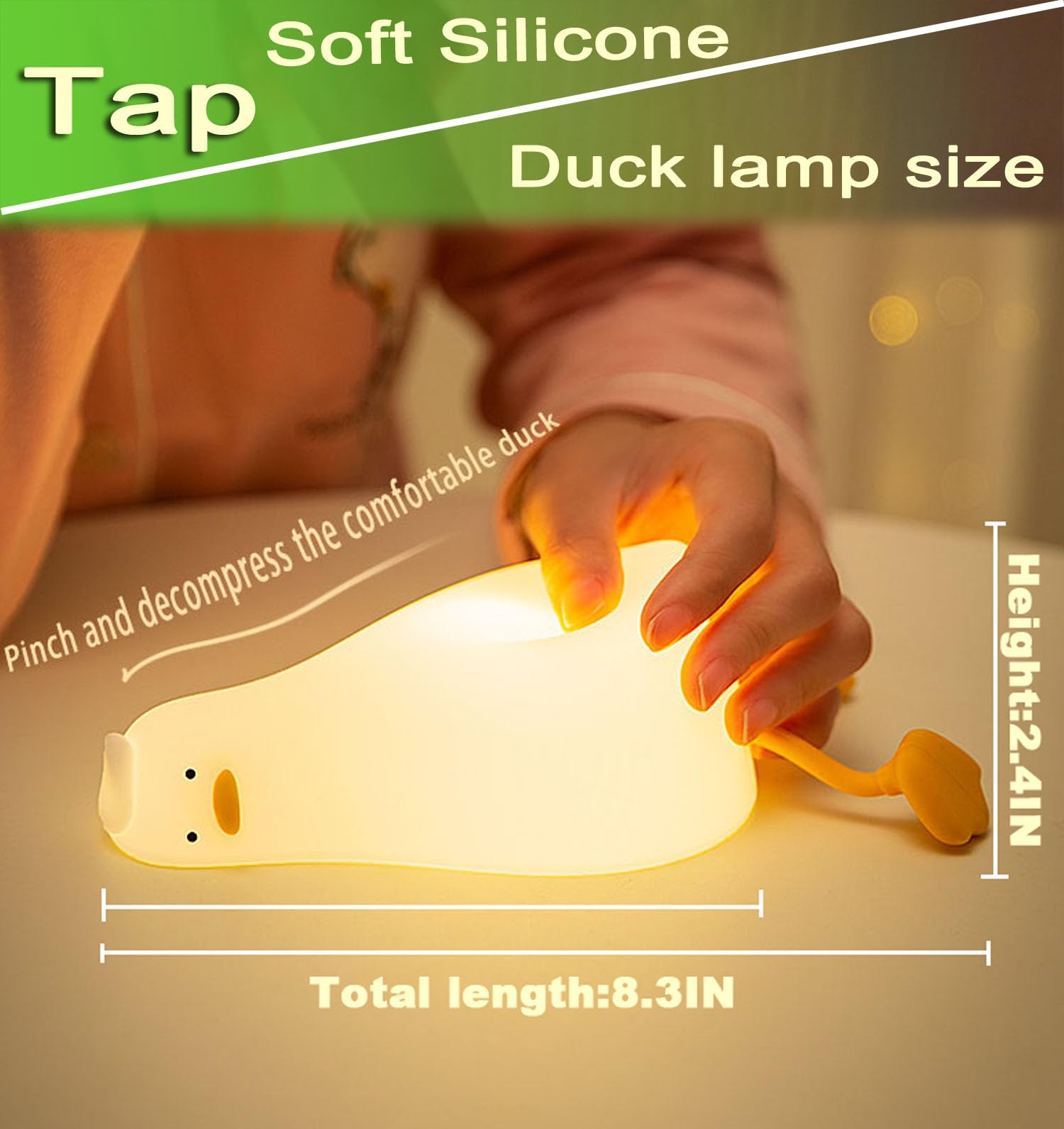 Cute Duck Night Light - 3-Level Dimmable LED Squishy Animal Lamp, Rechargeable Touch Nightlight for Nursery & Kids Room | Perfect Bedtime Companion, Soothing Gift for Children & Baby Shower