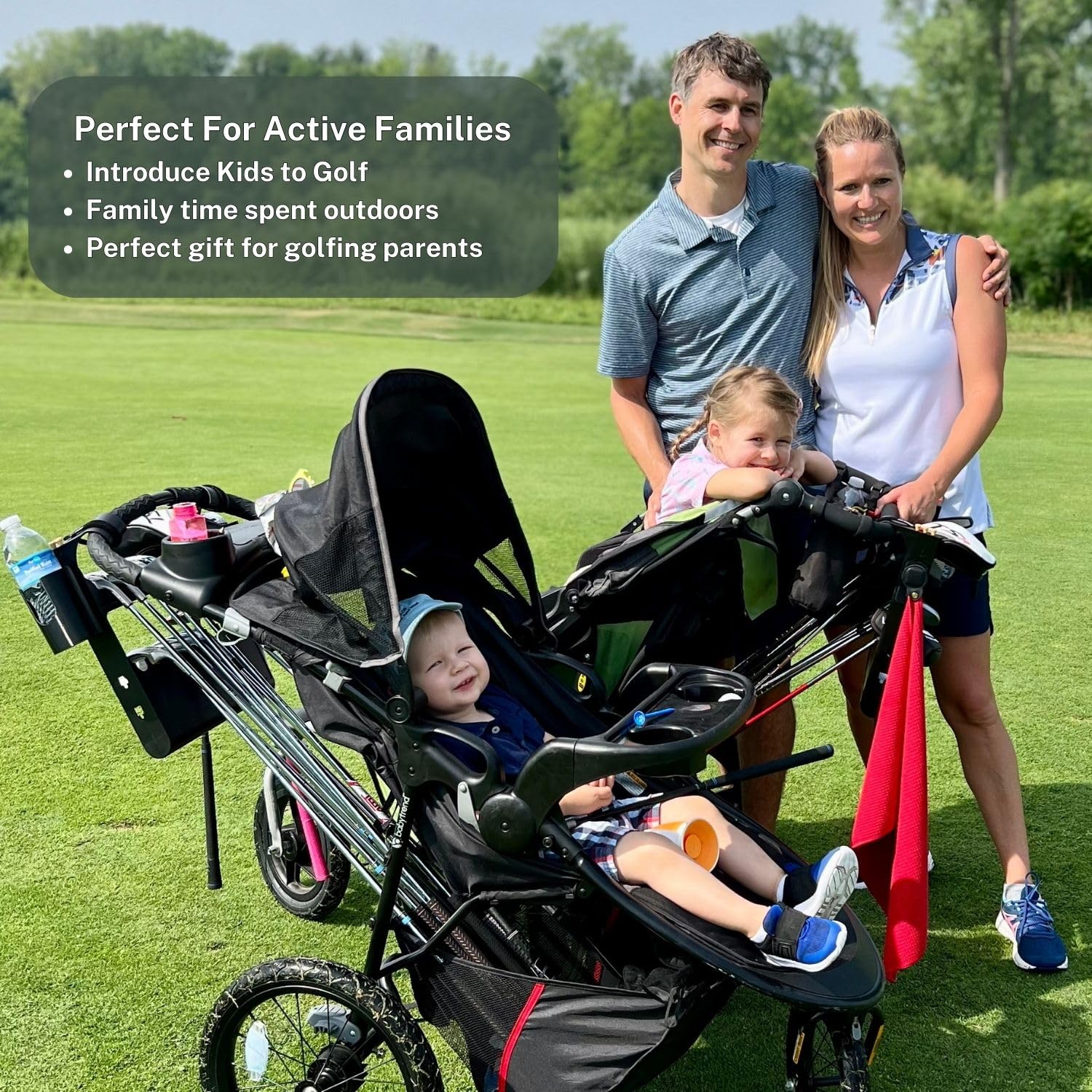 Universal Golf Stroller Attachment - Easy Setup, Lightweight & Durable Golf Club Holder for Baby Strollers | Introduce Kids to Golf Early, Perfect Golf Gift for Parents | Ideal for Family Outings, Golf Course Visits & Outdoor Activities