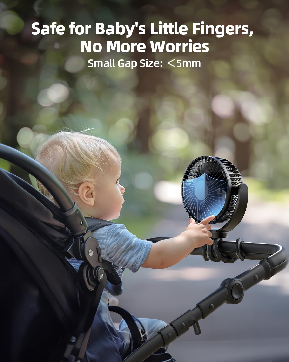 5000mAh Portable Battery Operated Fan with Flexible Tripod - USB Rechargeable Clip on Fan for Baby Stroller, Bike, Treadmill, Car Seat & Golf Cart | Handheld Cooling Fan for Travel, Bed & Outdoor Activities