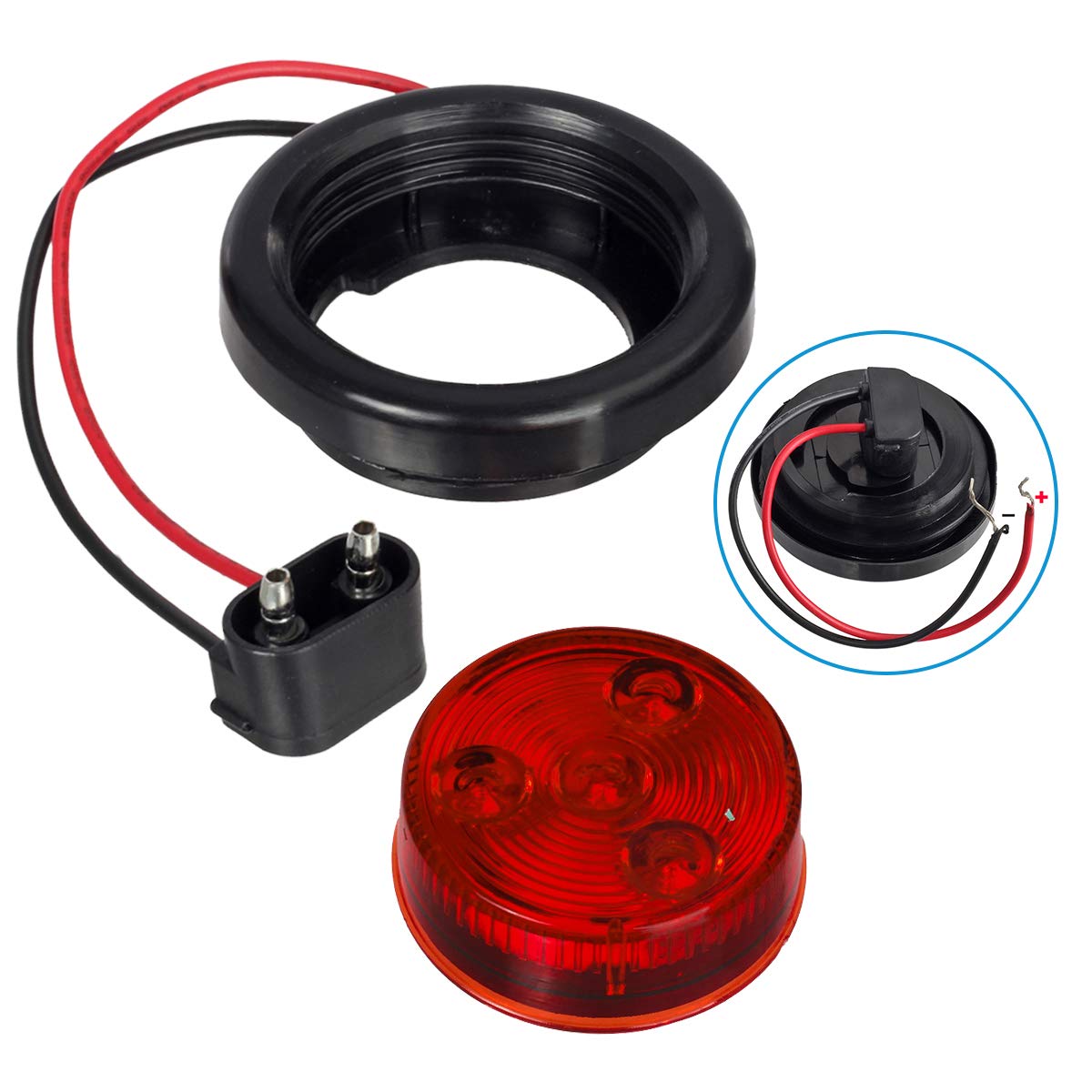 Partsam 6 Inch Oval LED Trailer Tail Lights with Backup Lights & 2 Inch Round Red LED Side Marker Lights Kit - Hardwired with Grommet Plugs & 2 Prong Wire Pigtails - Perfect for Boat Trailers, Utility Trailers, and RV Lighting Upgrades