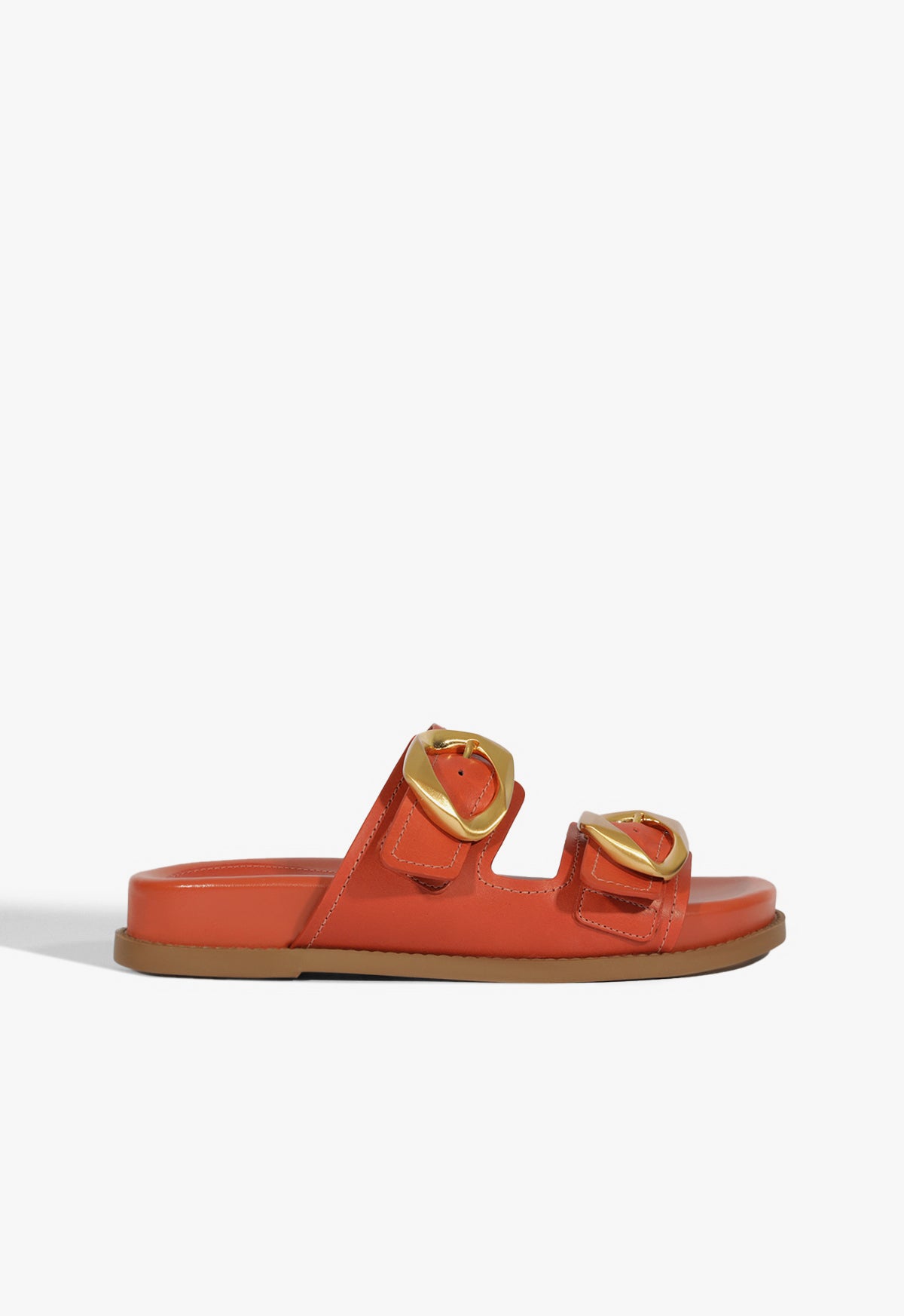 Olga Orange Leather Sporty Sandal - Women's Fashion Casual Sandals for Walking, Beach & Summer Outfits