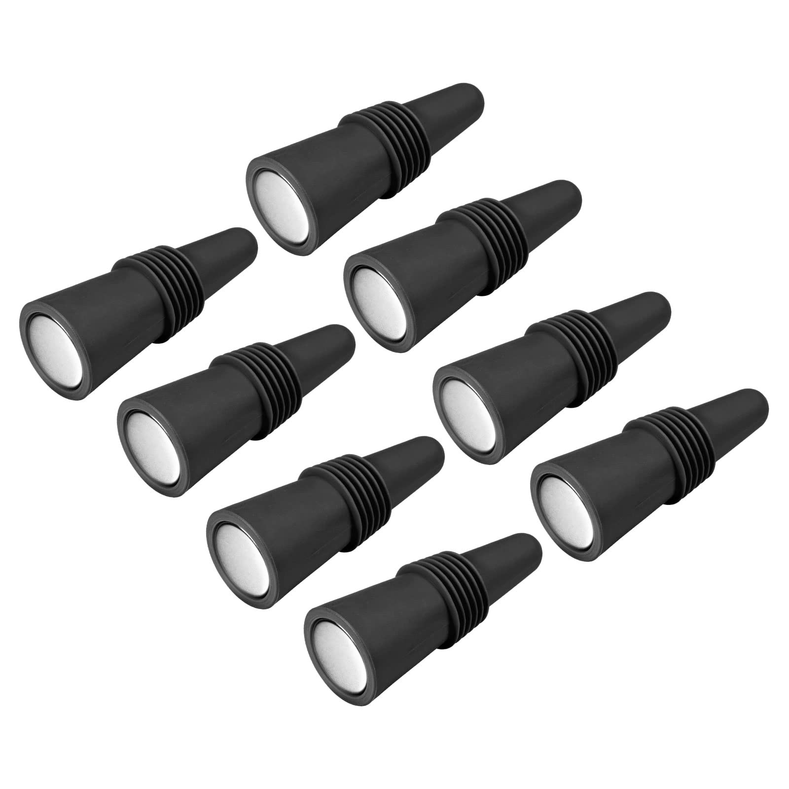 Premium Silicone Wine Stoppers & Beverage Bottle Sealer Caps - Reusable Drink Covers for Wine, Beer, Soda (8-Pack, Black) - Perfect for Home Bars, Parties & Picnics