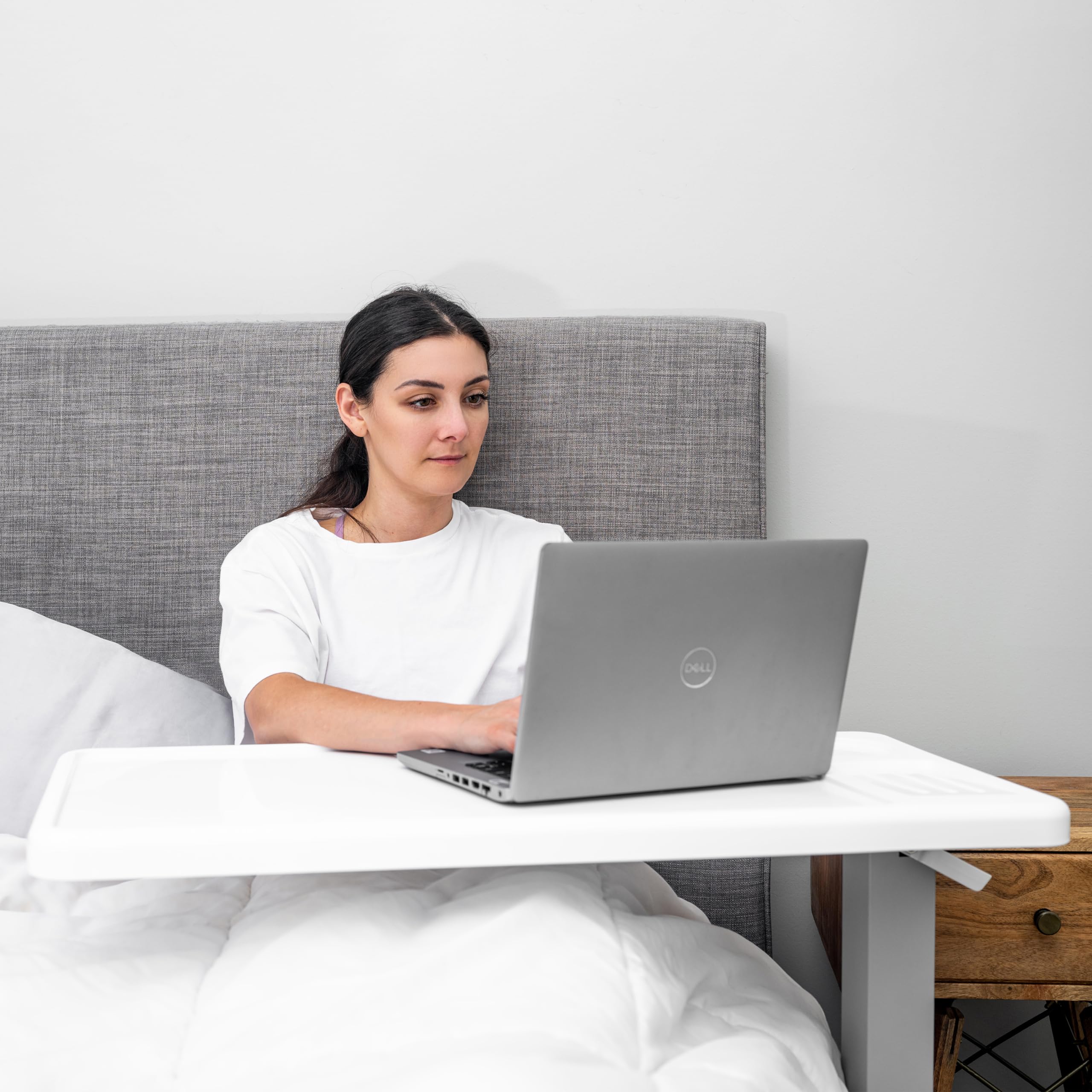 Carex Overbed Table with Wheels - Adjustable Height Hospital Bed Table for Home & Medical Use - Rolling Bedside Desk for Eating, Working, Reading in Bed - Portable Over The Bed Table for Patients & Seniors