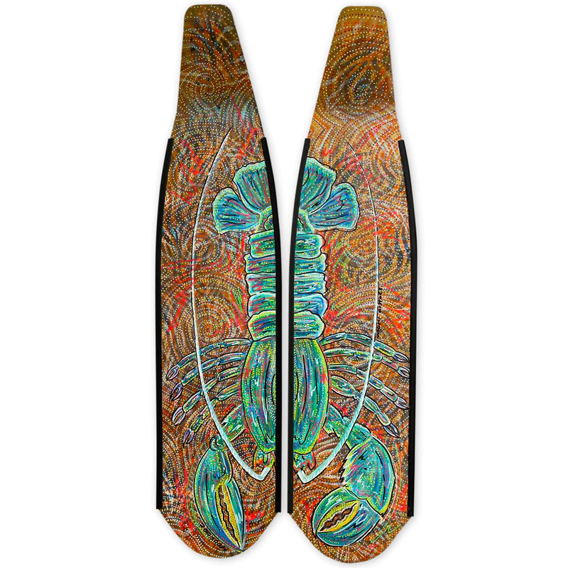 Custom Hand-Painted Free Diving Carbon Fin Blades by Naomi Gittoes | Professional Scuba & Spearfishing Gear for Ocean Adventures