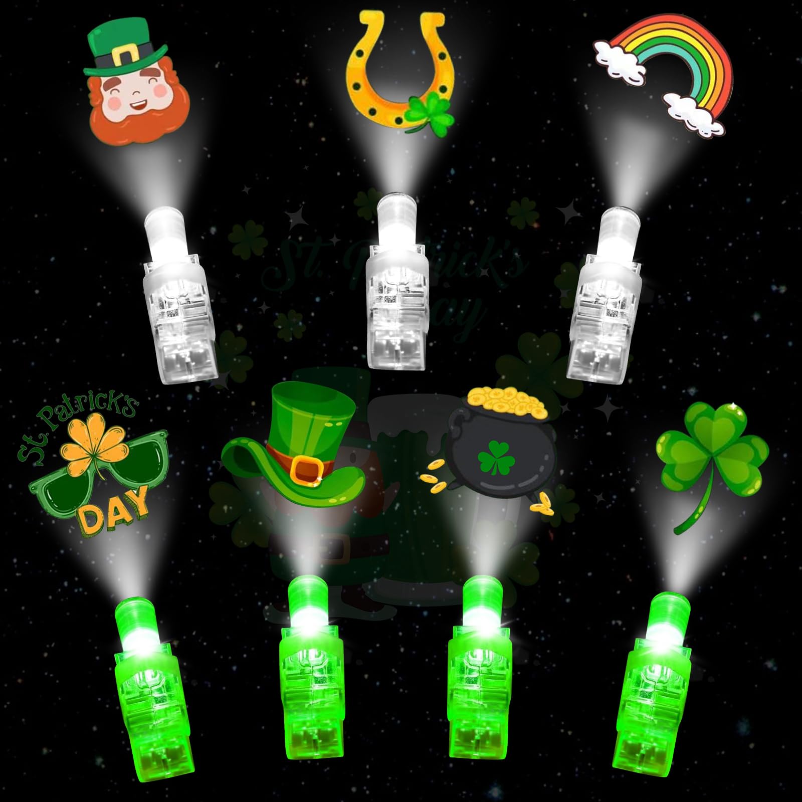 28 Pack LED Finger Lights - Glow in the Dark Party Favors for St. Patrick's Day, Carnival & Night Events - Fun Light Up Toys for Kids & Adults - Perfect for Festivals, Raves, Concerts & Birthday Parties