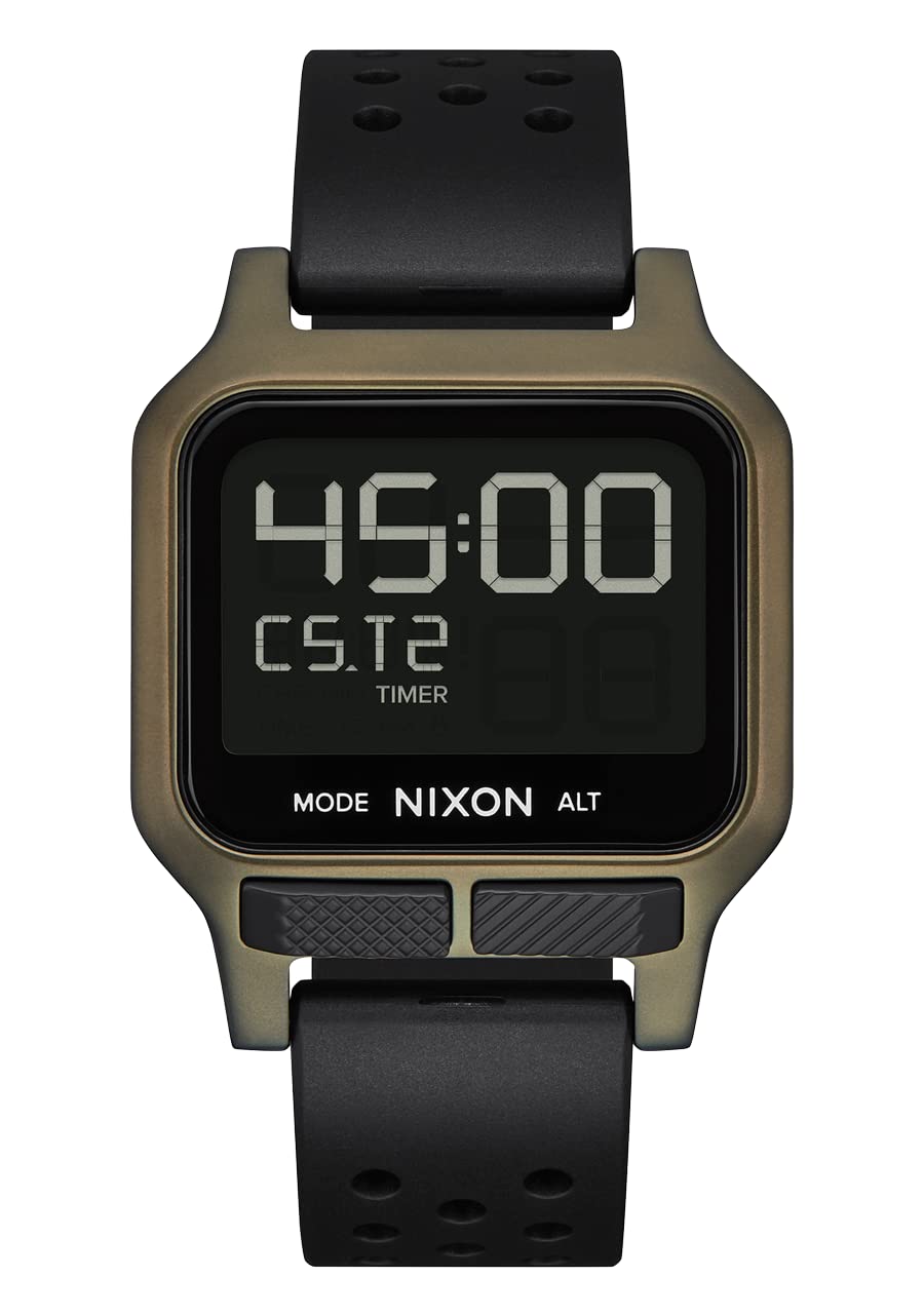 NIXON Heat A1320 Digital Sports Watch for Men & Women - 100M Water Resistant, Ultra Thin Lightweight Design with 38mm LCD Display & 20mm PU Band - Perfect for Running, Workout, Swimming & Outdoor Activities