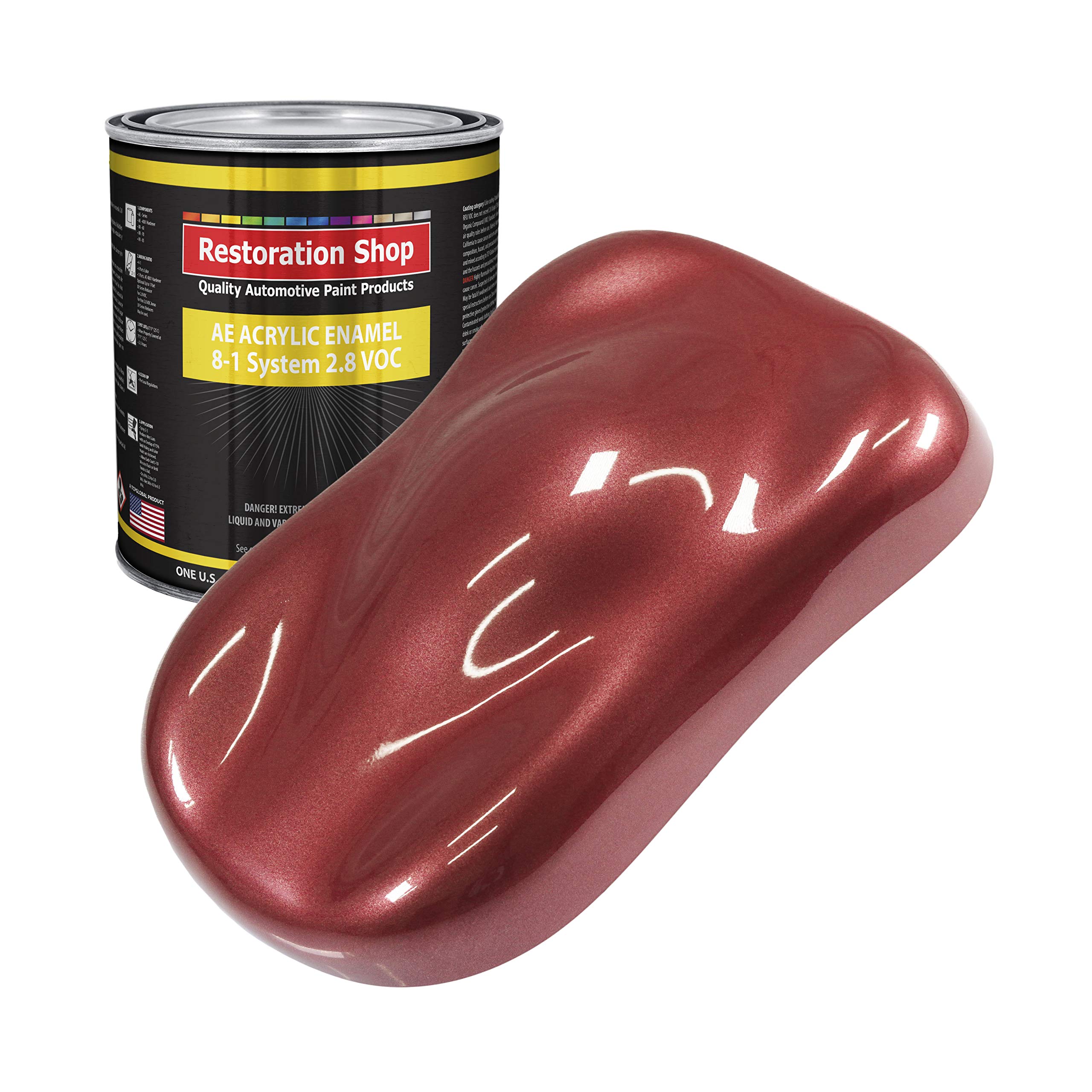 Candy Apple Red Metallic Acrylic Enamel Auto Paint - 1 Gallon High Gloss Single Stage Professional Automotive Coating - Low VOC 2.8 - Perfect for Cars, Trucks & Equipment Restoration - DIY & Professional Use