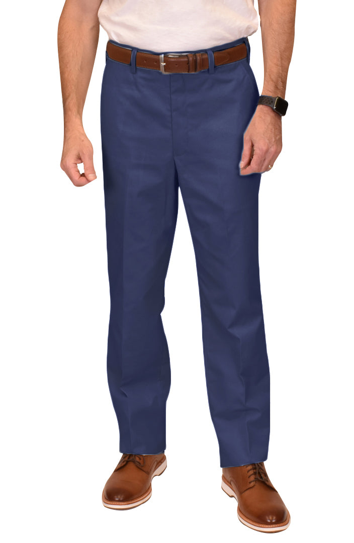 Prime Poplin Flat Front Big & Tall Men's Dress Pants - Long Rise Comfort Fit for Office & Formal Occasions