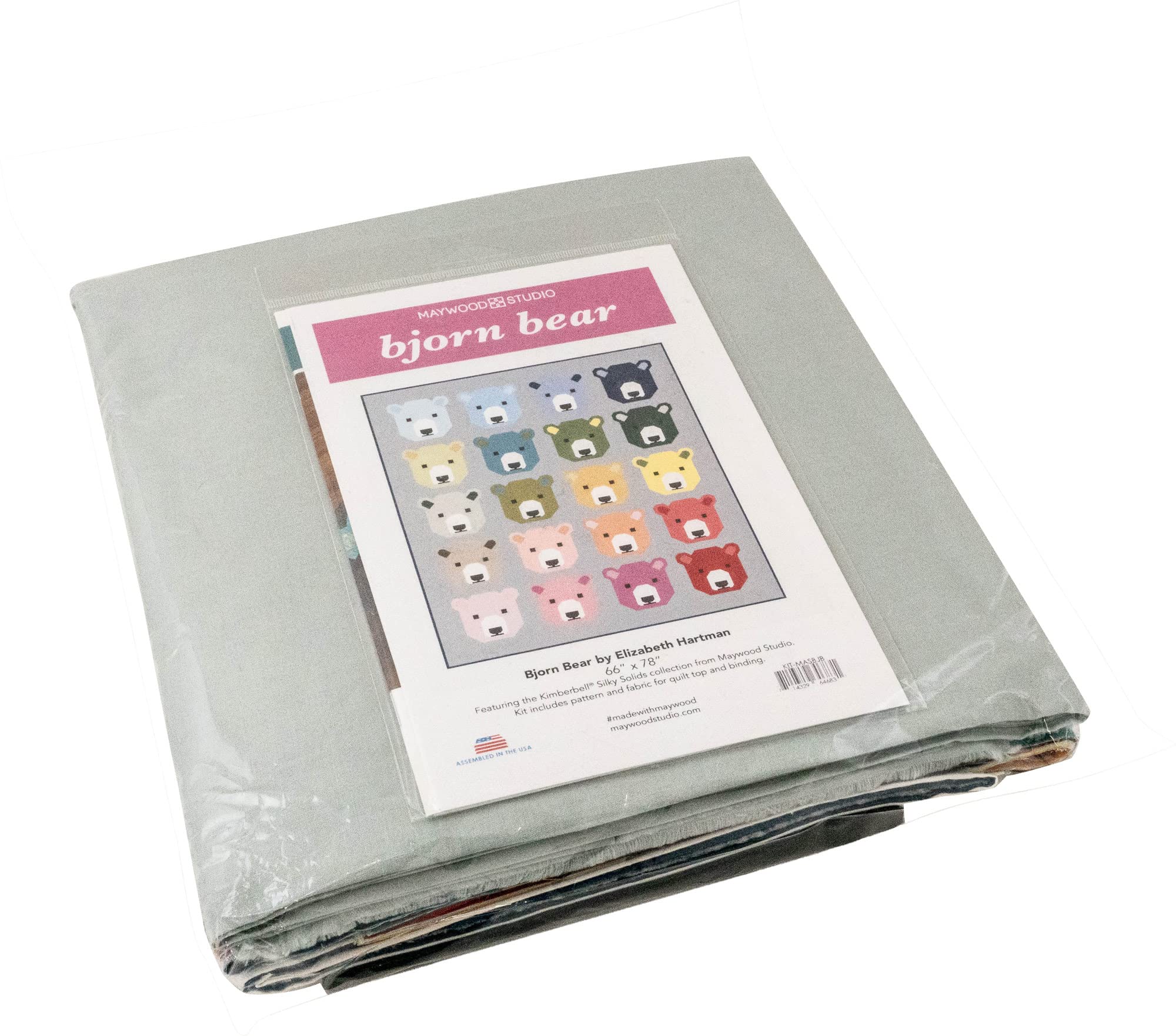 Kim Christopherson Kimberbell Silky Solids Bjorn Bear Quilt Kit by Maywood Studio - Premium Quilting Fabric for DIY Baby Blankets, Nursery Decor & Handmade Gifts