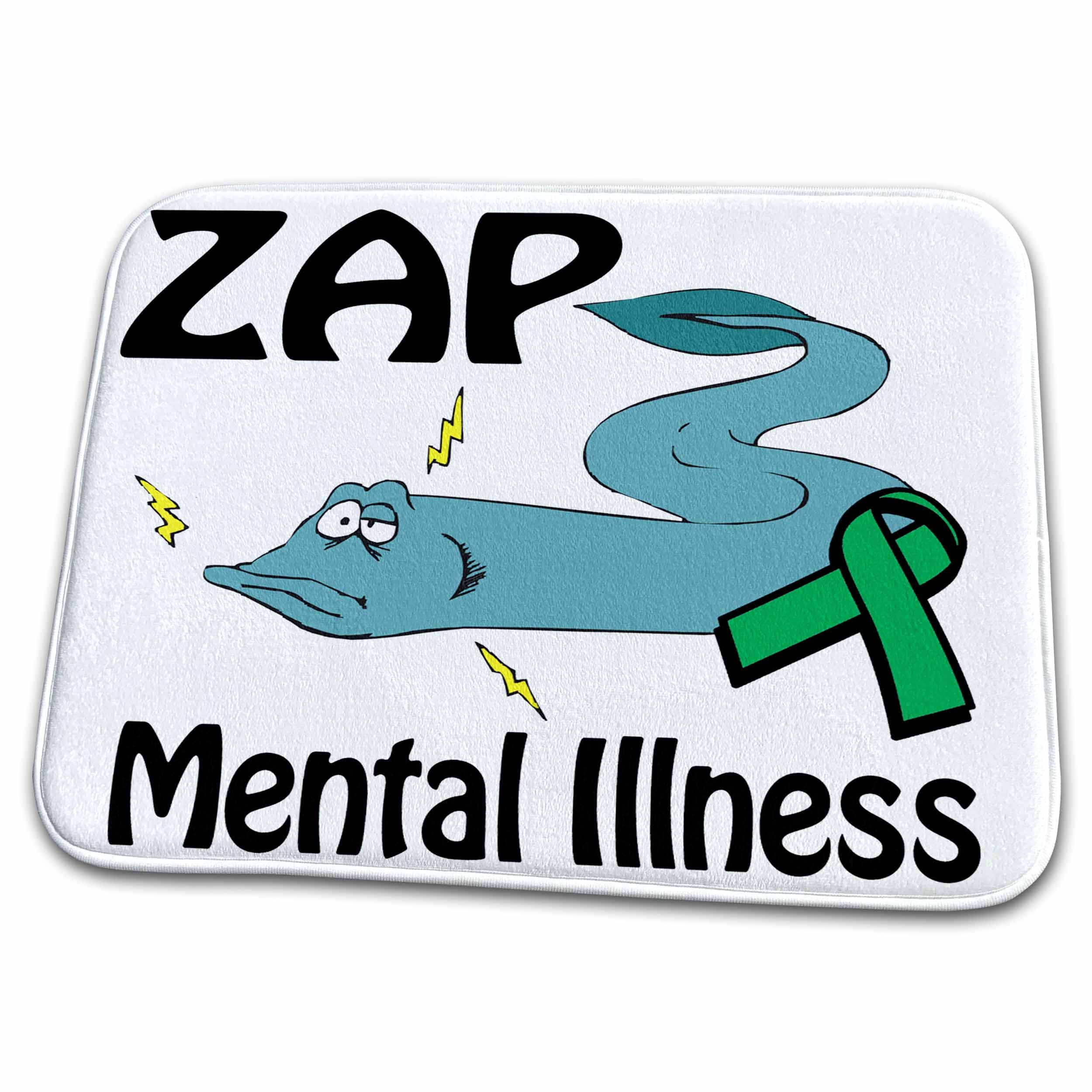 Non-Slip Dish Drying Mat with Mental Health Awareness Ribbon Design - Absorbent Kitchen Counter Protector for Dishes, Cups & Utensils | Perfect for Kitchen, RV & Dorm Use