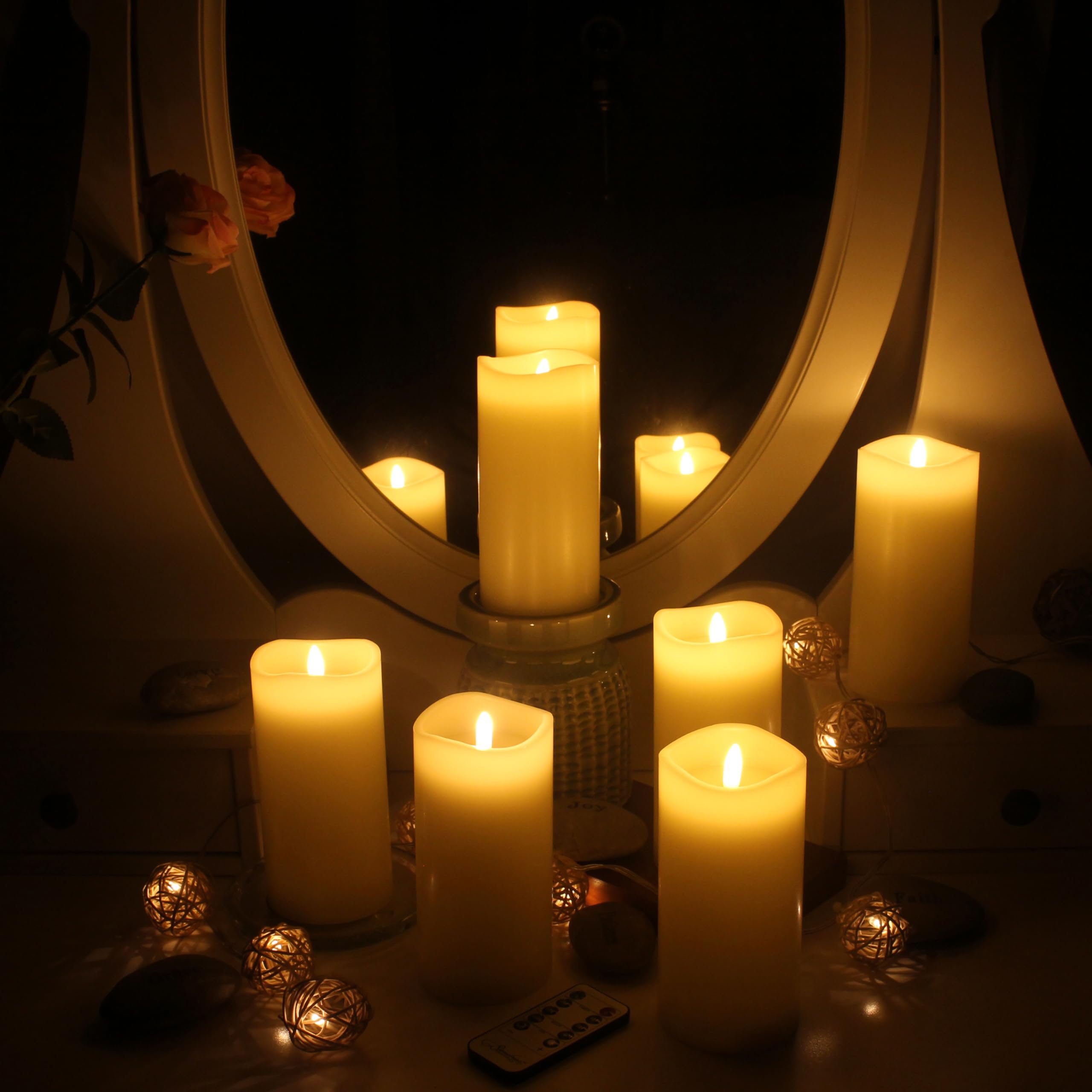 6-Pack Ivory Real Wax Flameless LED Pillar Candles - 3x6 Inches with Remote & Timer for Home Decor, Wedding Centerpieces, and Romantic Ambiance