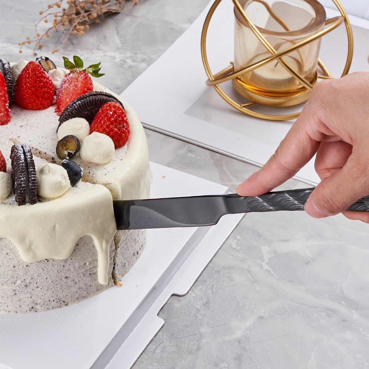 Premium Black Cake Cutting Set - Stainless Steel Cake Knife & Server for Weddings, Birthdays, Parties | Elegant Cake Pie Cutter for Special Occasions & Celebrations | Perfect for Wedding Cakes, Birthday Parties & Dessert Tables