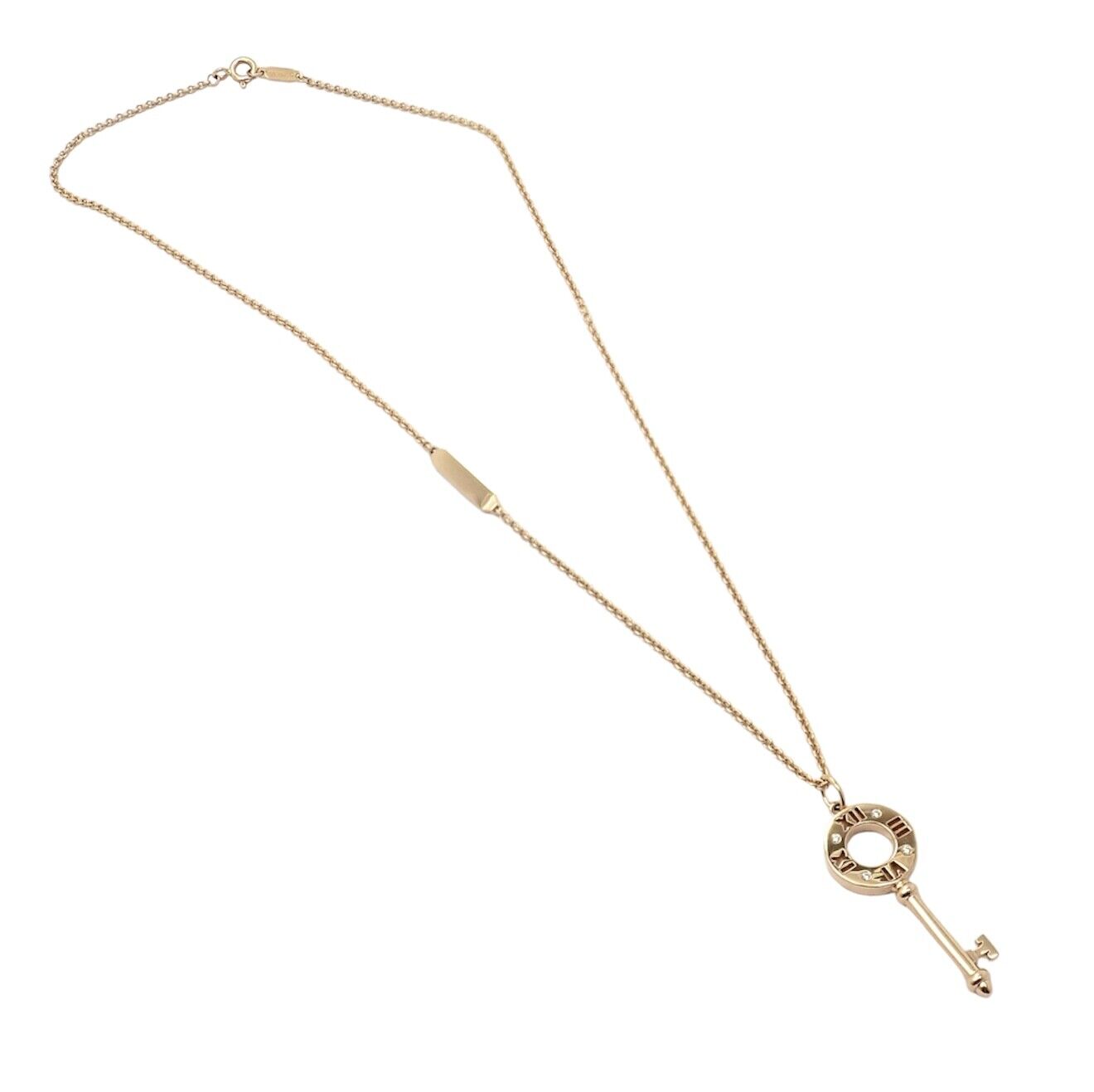 Authentic Tiffany & Co 18k Rose Gold Atlas Diamond Key Pendant Necklace for Women - Elegant Jewelry Gift for Anniversary, Birthday & Special Occasions