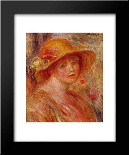 Pierre Auguste Renoir 'Woman in a Straw Hat' 15x18 Framed Art Print - Impressionist Wall Decor for Living Room, Bedroom & Office