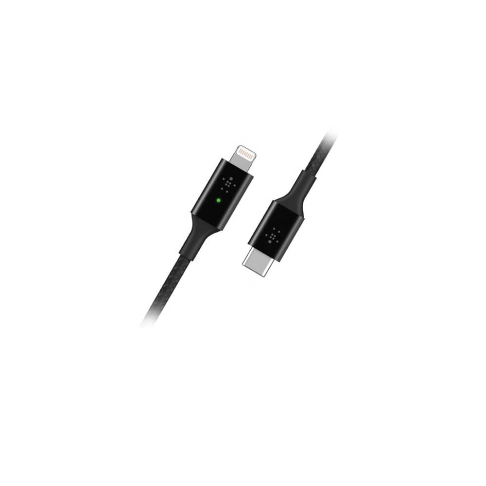 Belkin Smart LED USB C to Lightning Cable - Fast Charging & Data Sync for iPhone, iPad - Perfect for Home, Office & Travel (Black)
