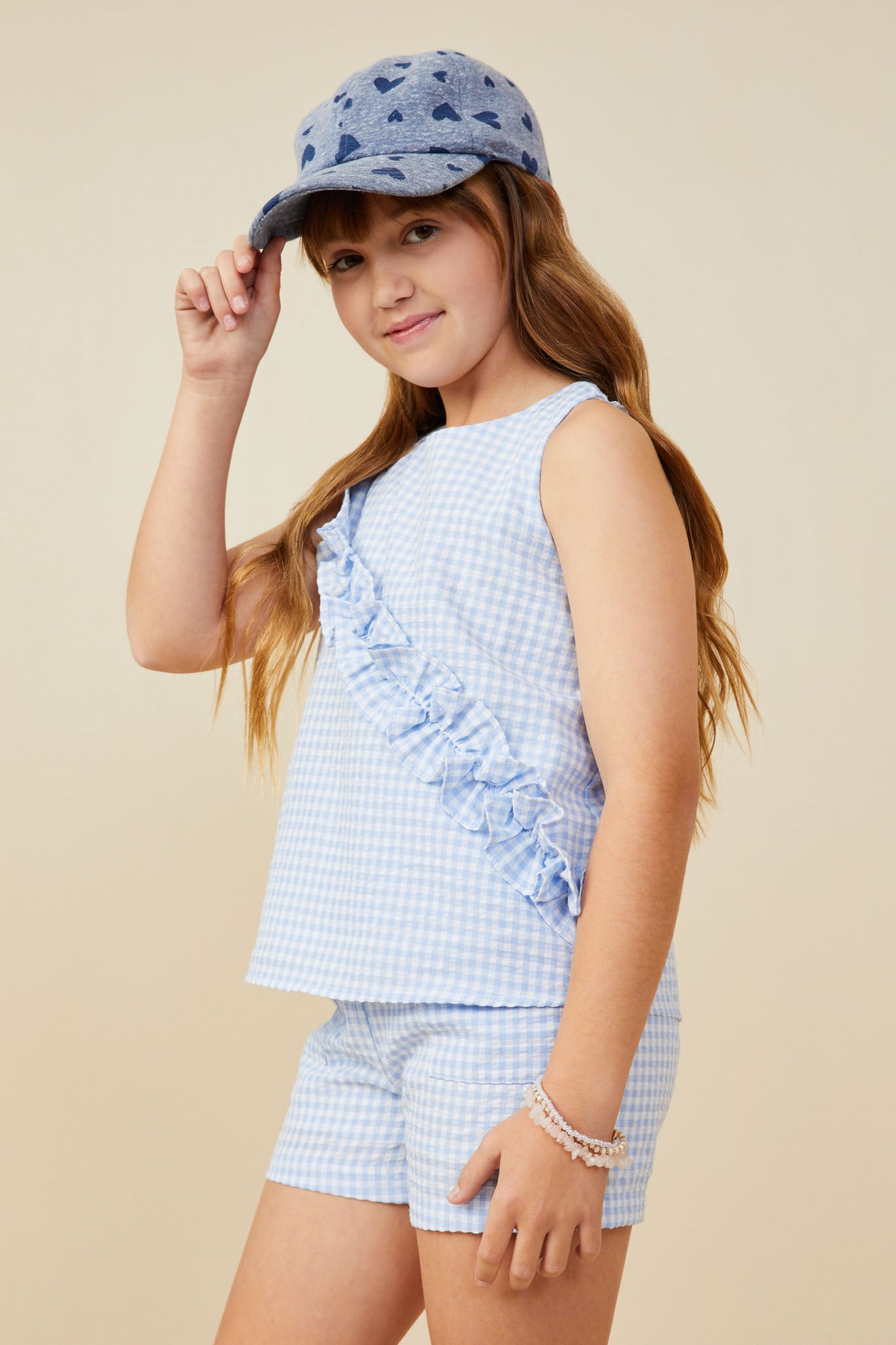 Stylish Ruffle Detail Seersucker Gingham Sleeveless Top for Women - Perfect for Summer Outfits, Beach Vacations & Casual Daywear