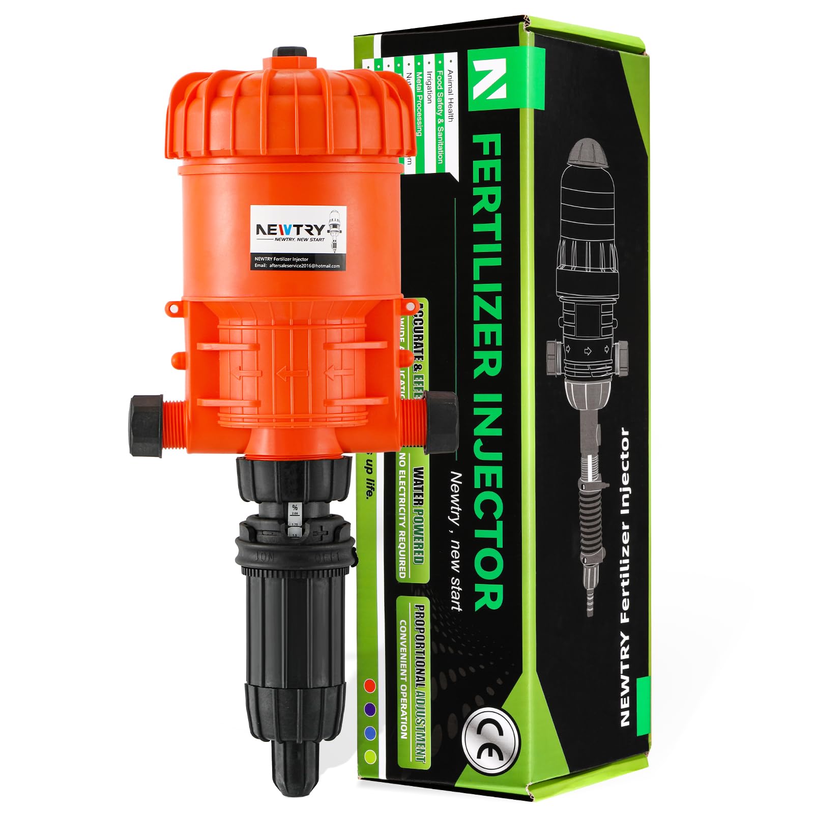 NEWTRY 1:500-1:50 Fertilizer Injector for Drip Irrigation System | 0.2%-2% Adjustable Dosing Pump | Garden Greenhouse & Agricultural Nutrient Delivery | Perfect for Hydroponics, Livestock Watering & Commercial Farming