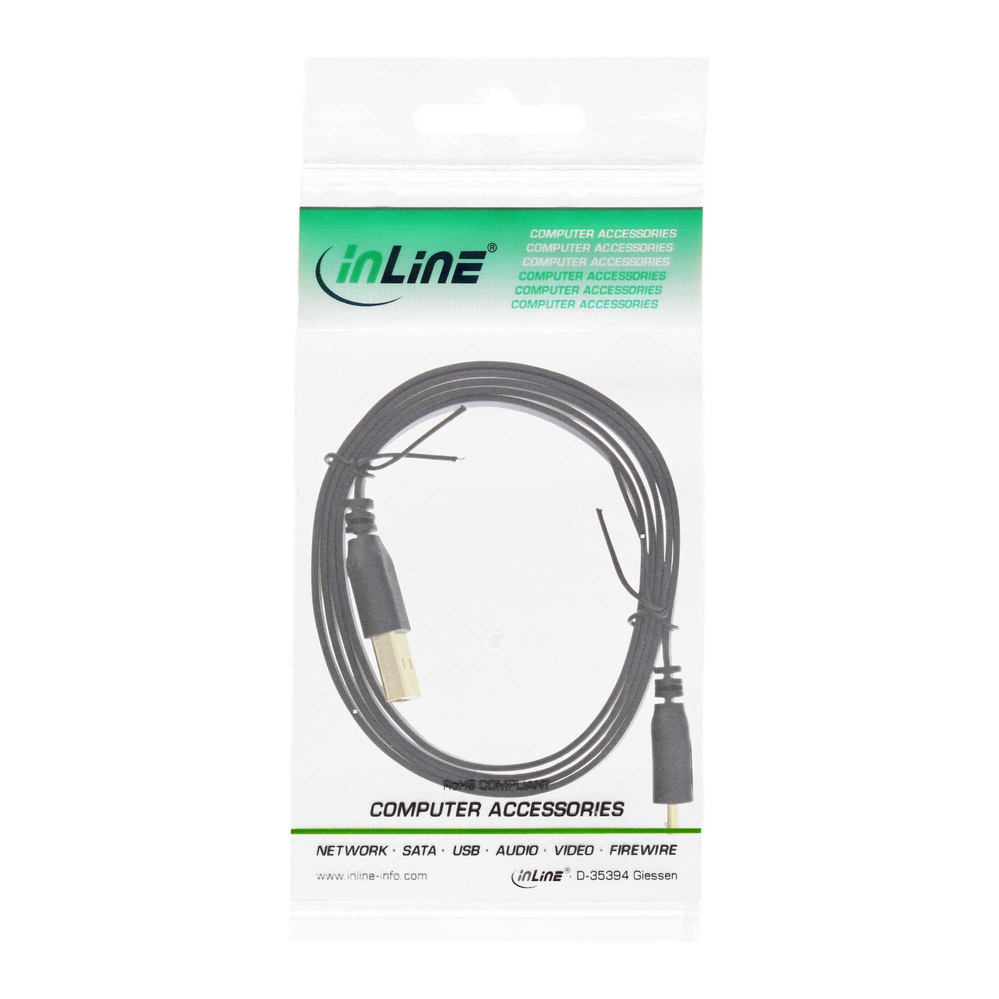 InLine 31710F 1m Micro-USB to USB-A 2.0 Cable - High-Speed Charging & Data Sync for Smartphones, Tablets, Cameras - Perfect for Home, Office & Travel Accessories (Black)