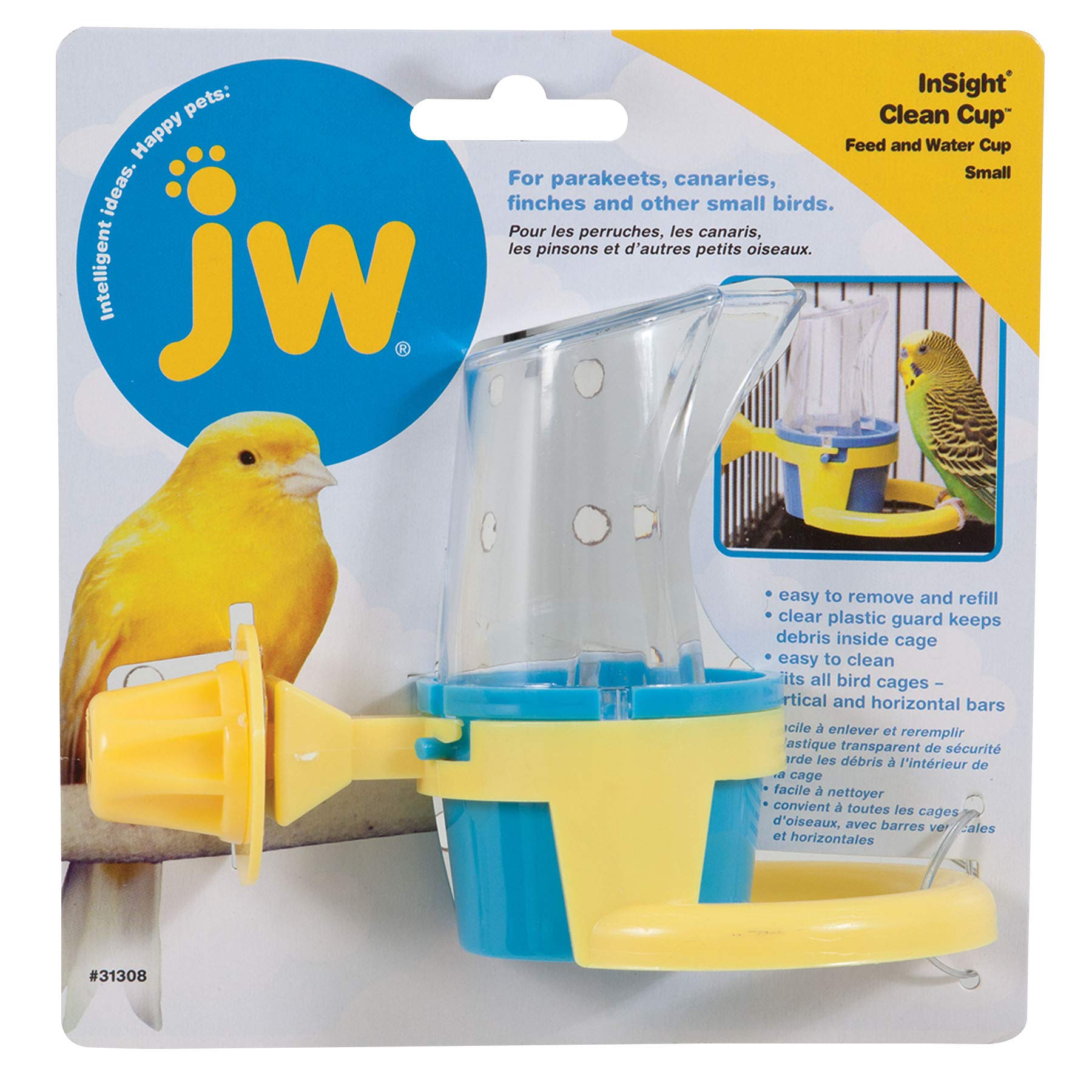 JW Pet Small Bird Cage Clean Cup Feeder & Water Cup - Assorted Colors | Perfect for Parakeets, Canaries & Finches | Easy-to-Clean Bird Accessory for Daily Feeding & Hydration