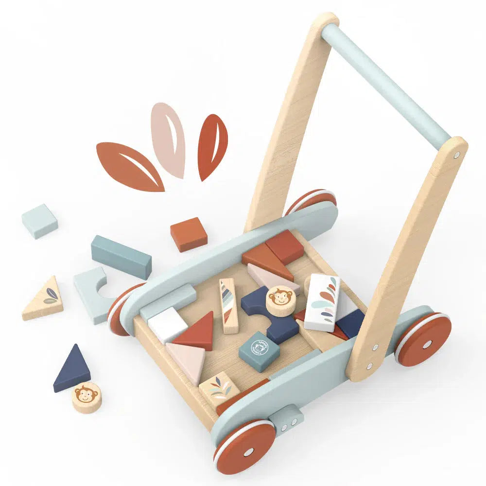 Speedy Monkey Wooden Block Walker - Fun & Educational Toddler Push Toy for Early Walking Development - Perfect for Indoor & Outdoor Playtime