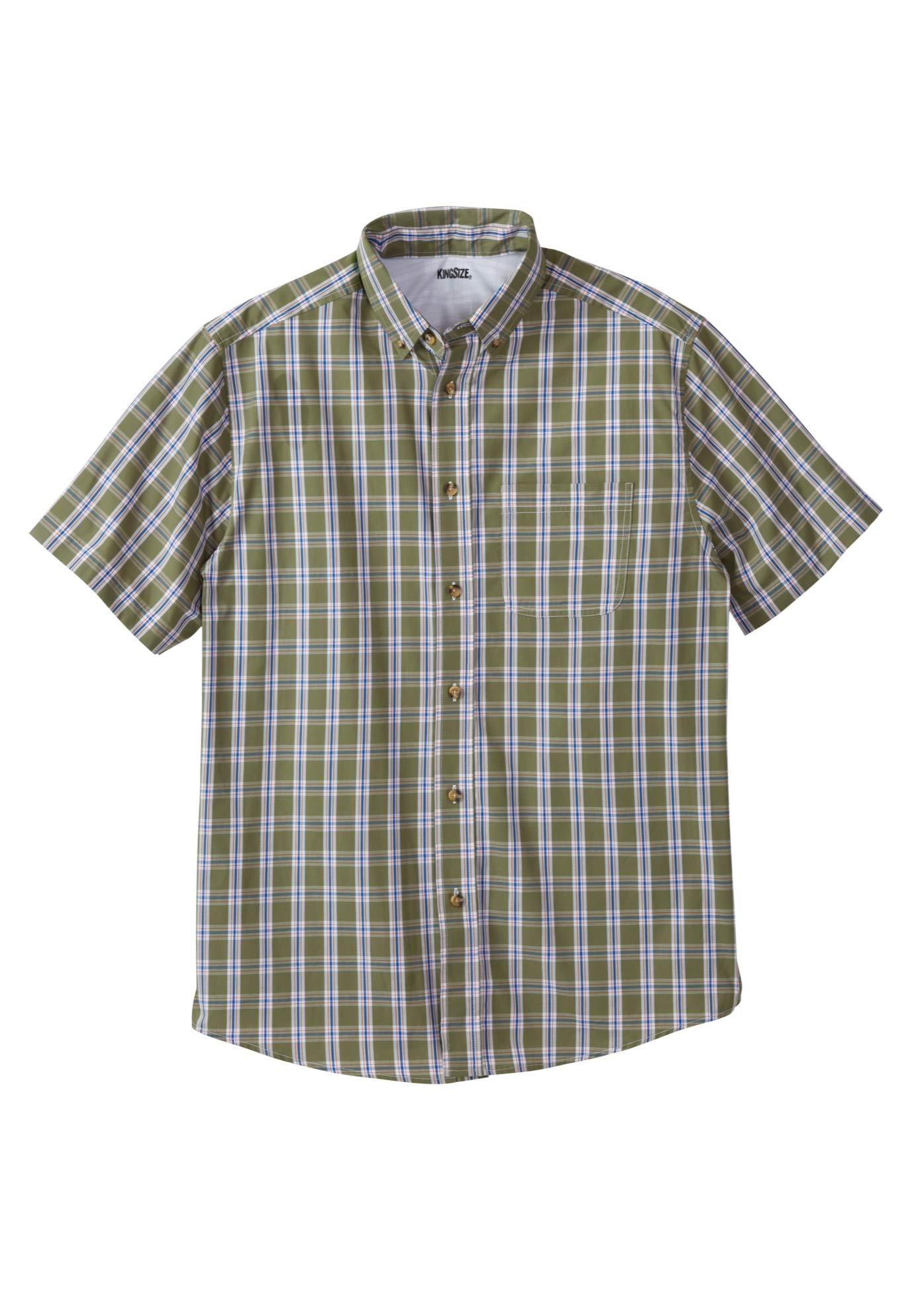KingSize Men's Big & Tall Short Sleeve Wrinkle Resistant Sport Shirt - Comfortable Casual Wear for Work & Outdoor Activities