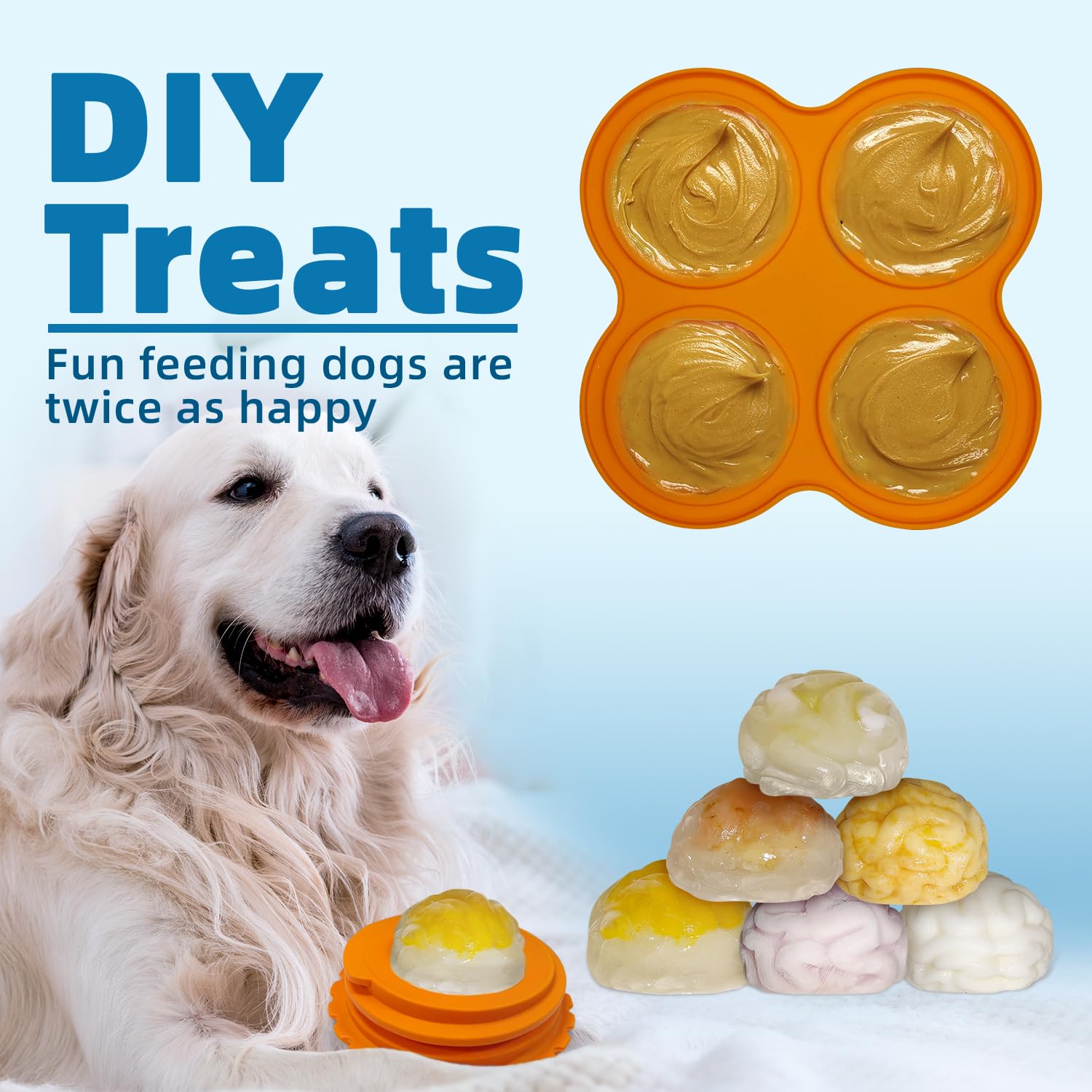 Durable Skull-Shaped Treat Dispensing Dog Toy for Large Dogs - Anxiety Relief, Boredom Buster, Easy to Clean (Orange) - Perfect for Indoor Play, Training Rewards & Mental Stimulation