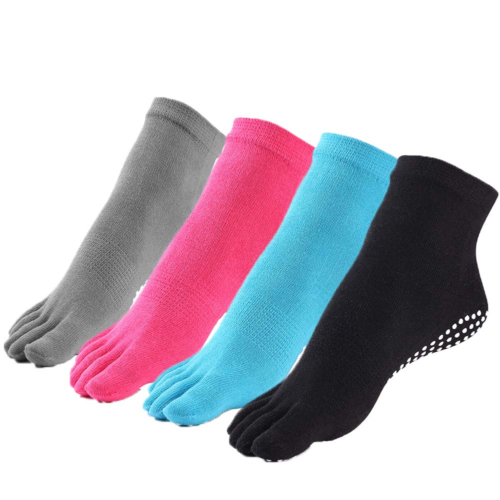 Non-Slip Yoga Socks with Grip for Women & Men - Breathable Cotton Toe Socks for Pilates, Barre & Home Workouts - Perfect for Yoga Studios, Gym & Indoor Fitness