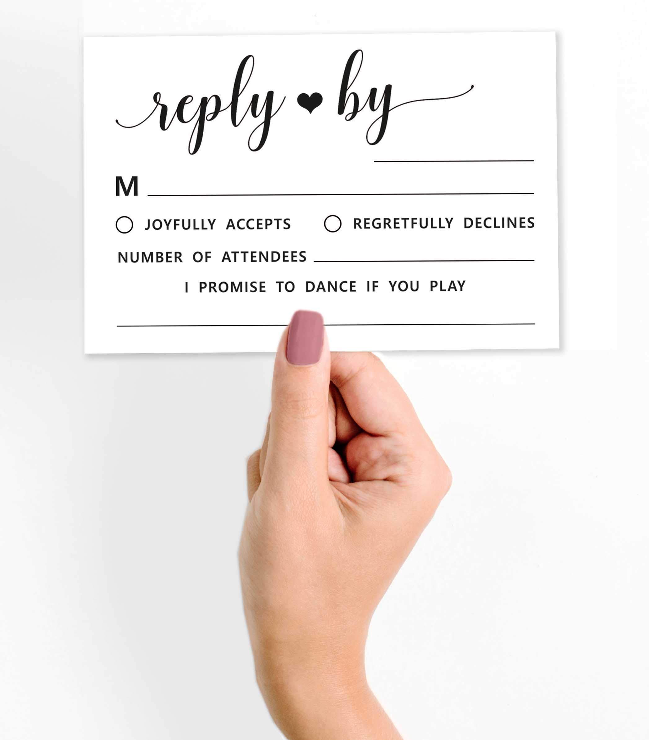 50 Premium Blank RSVP Cards with White Envelopes - Elegant Wedding Response Cards for Invitations, Rehearsal Dinner, Baby Shower & Bridal Shower - Perfect for Engagement Parties & Special Events - High Quality Stationery for Your Memorable Occasions
