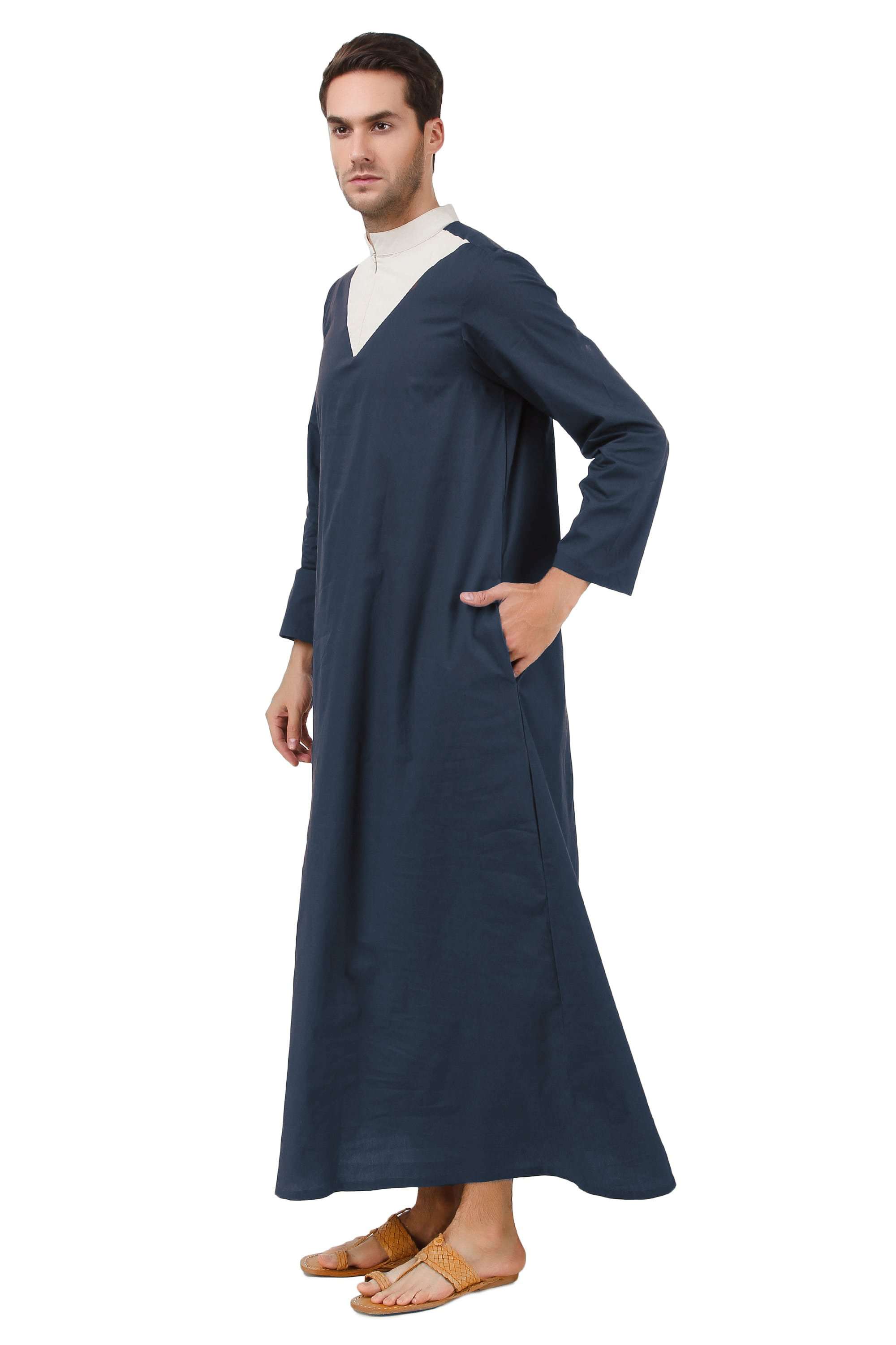Premium Bilal Charcoal Cotton Galabiya for Men - Comfortable Traditional Islamic Thobe for Prayer, Eid & Special Occasions