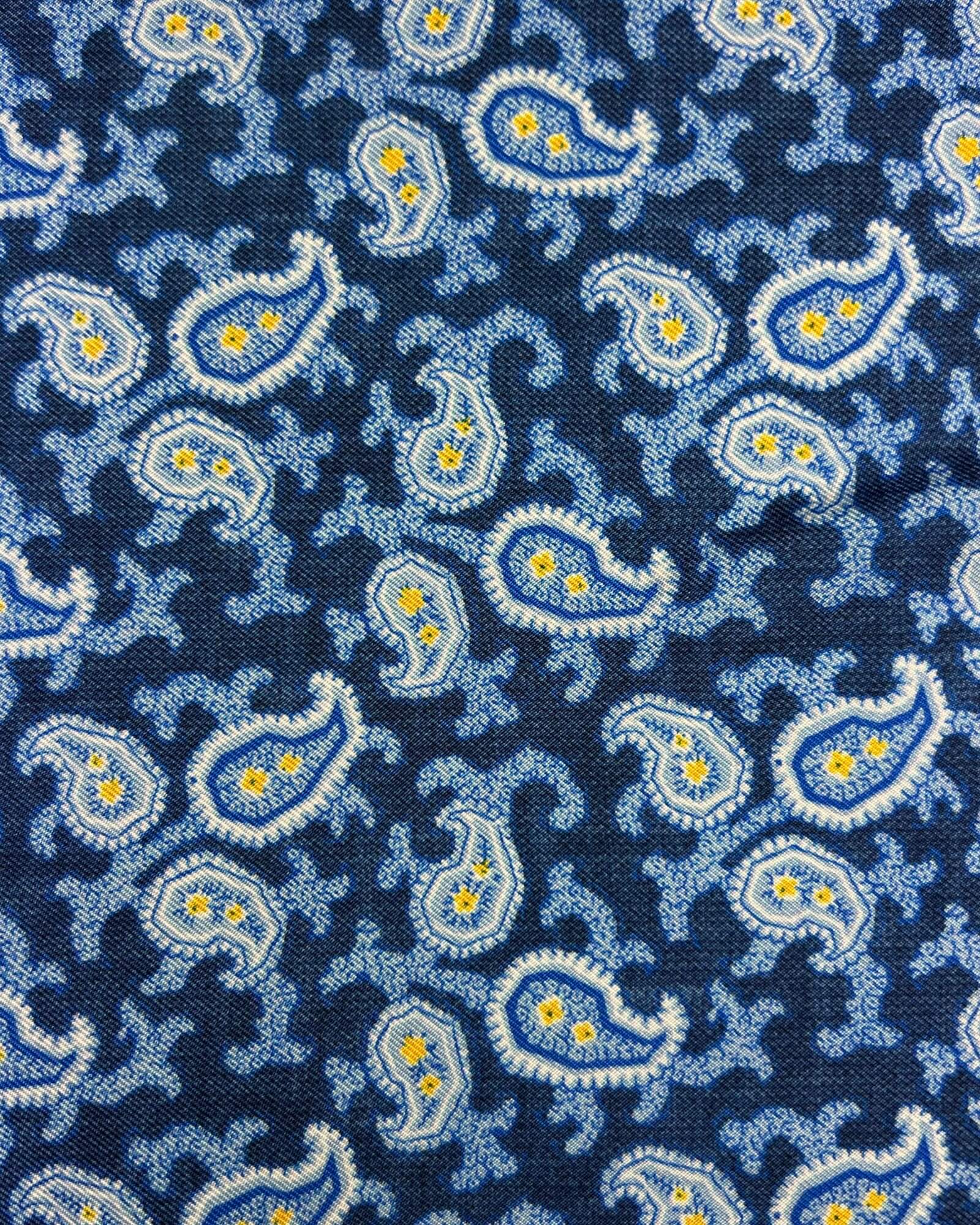 DÉCLIC Aversa Paisley Handkerchief - Navy Blue Stylish Pocket Square for Men's Suits & Formal Occasions