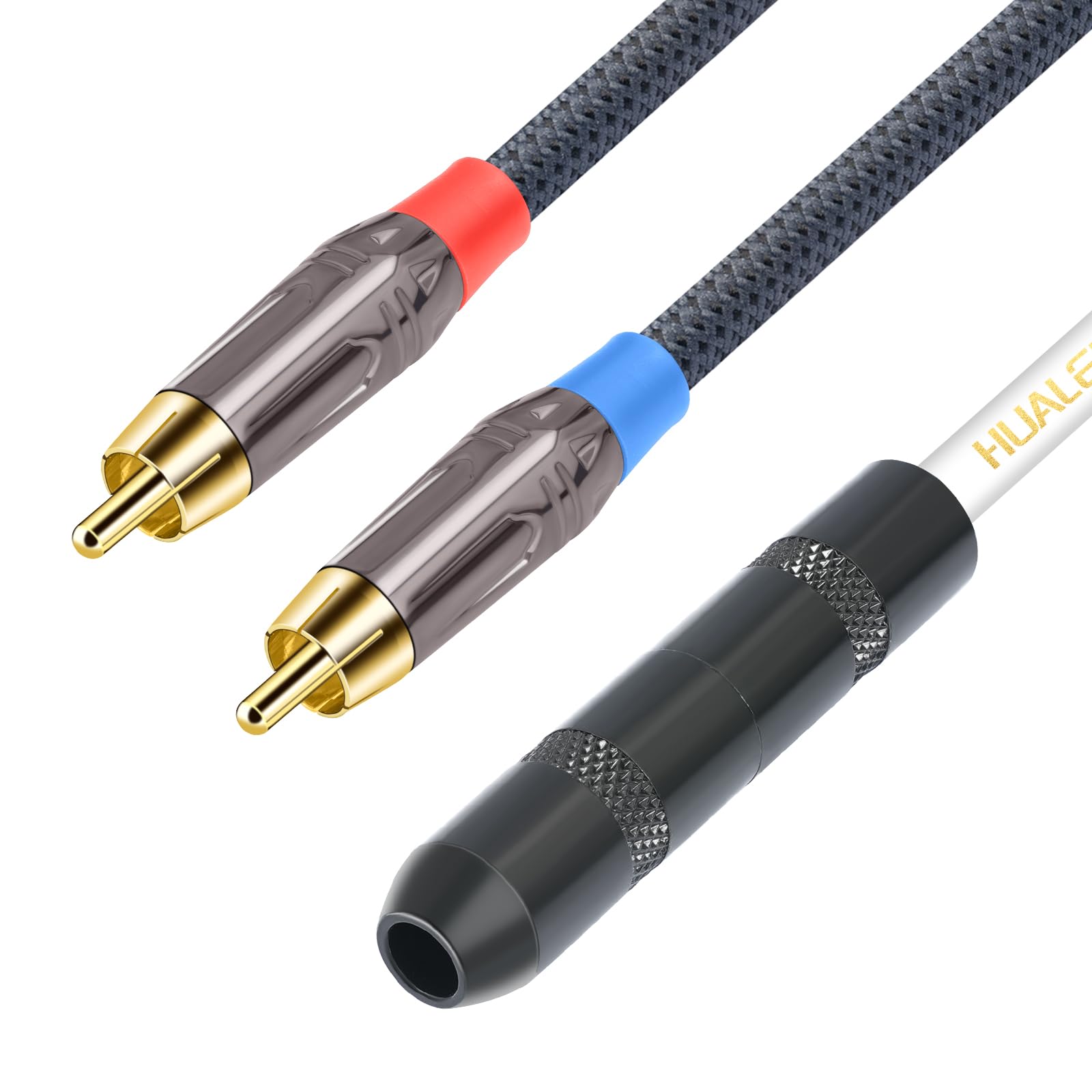 Premium 6.35mm Female to Dual RCA Male Stereo Audio Splitter Cable - 1 Foot - Connect DJ Equipment, Mixers, Amplifiers & Home Theater Systems