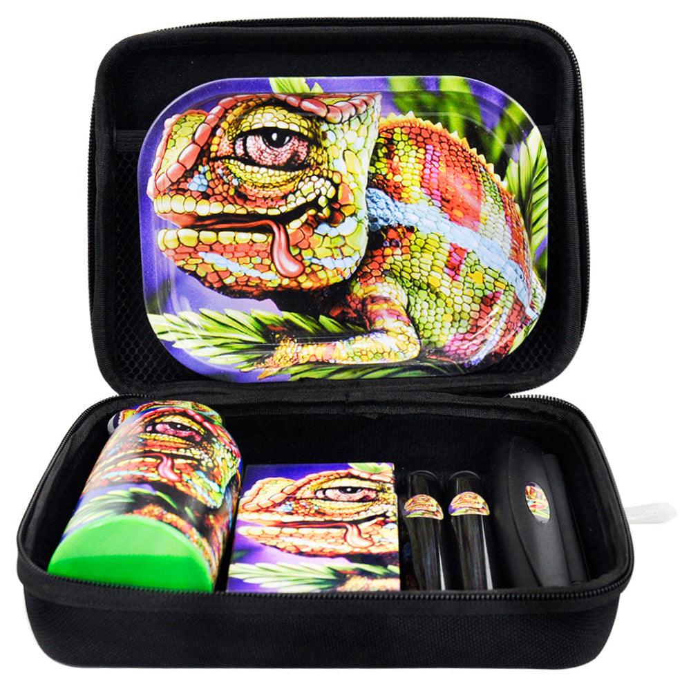 8-Piece Metal Tobacco Rolling Kit with Tray & Plastic Herb Container - Zinc Alloy Smoking Accessories for Rolling, Storing & Travel Use
