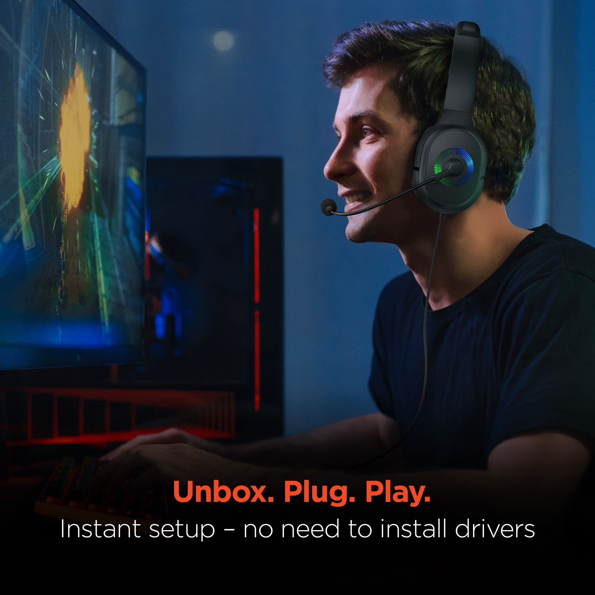 HyperGear Wired Gaming Headset with Microphone - Noise Cancelling Stereo Headphones for PC, Laptop, Tablet, Phone & Console (3.5mm Jack/USB) - Perfect for Online Classes, Work Calls & Gaming Sessions