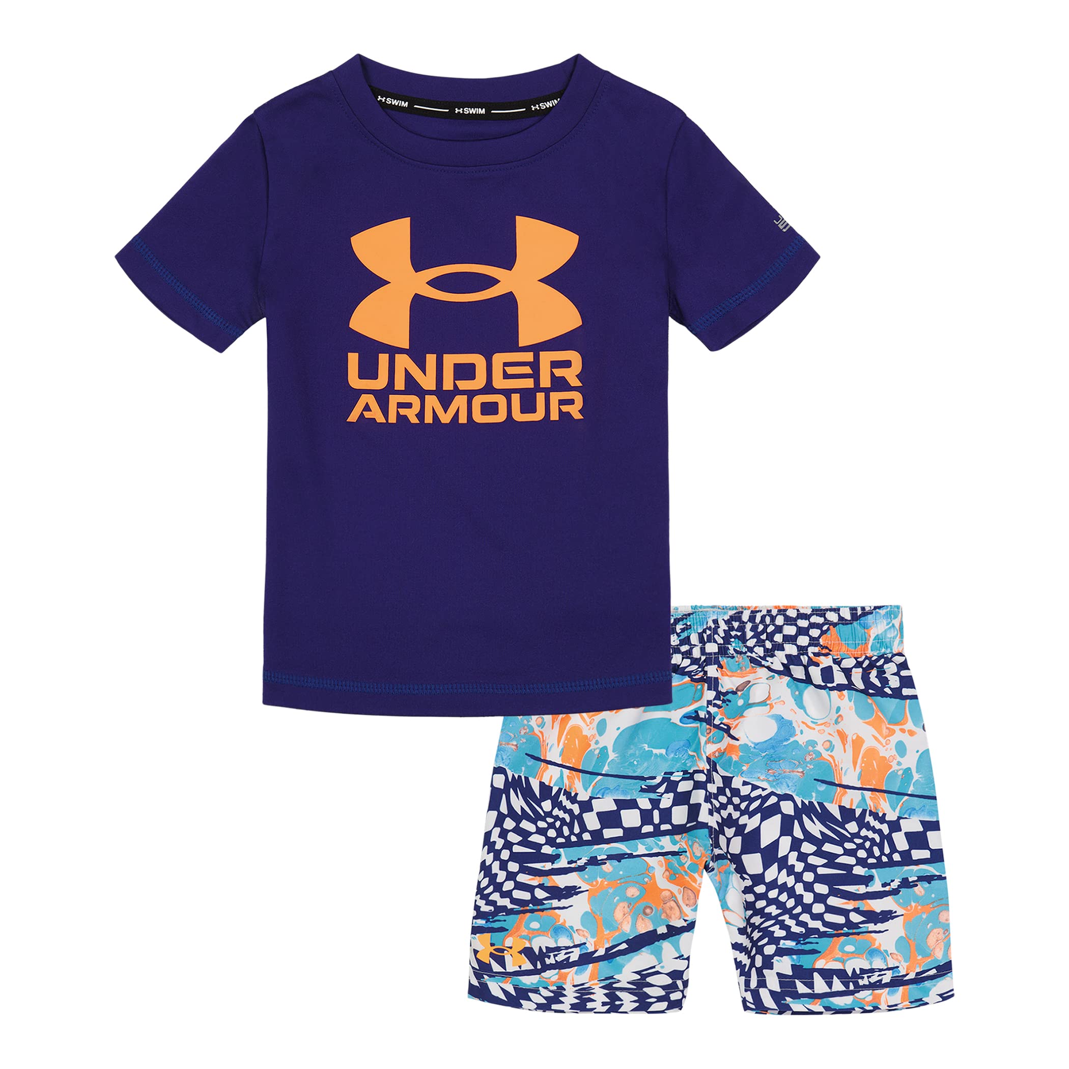 Under Armour Boys' Swim Volley Set - Sleeve Shirt & Matching Shorts | Lightweight & Breathable Quick-Dry Swimwear for Pool, Beach & Water Sports Activities