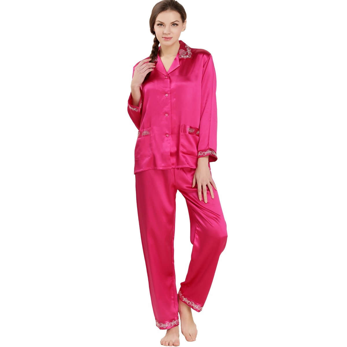 LoveSilk Women's 100% Pure Silk Pajama Set - Luxury Sleepwear for Women, Soft & Comfortable Silk Pajamas for Nightwear, Lounge & Gift Giving - Perfect for Relaxing at Home, Spa Days & Special Occasions