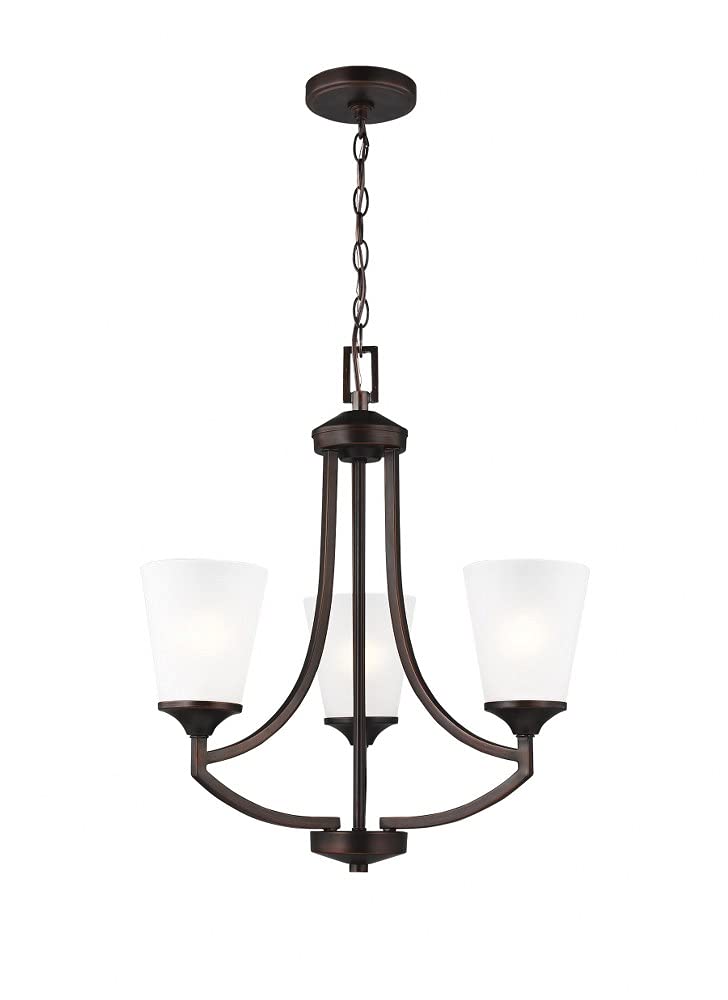 Generation Lighting 3-Light Hanford Transitional Chandelier in Bronze (3124503-710) - Modern Ceiling Light Fixture for Dining Room, Living Room Decor - Compatible with Standard & LED Bulbs - Perfect for Home Lighting, Interior Design & Ambiance Creation