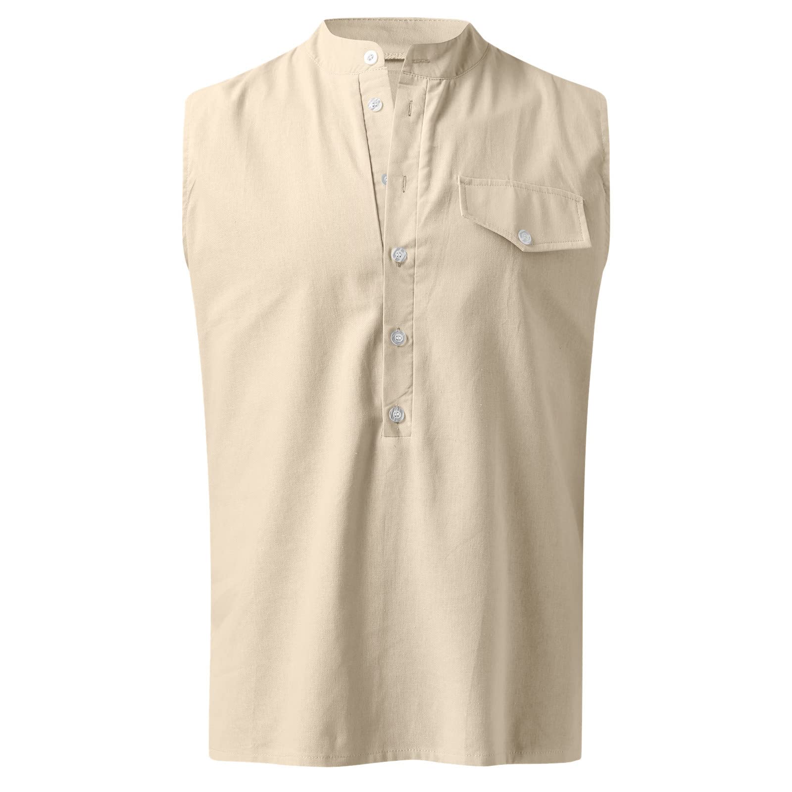 Men's Linen & Cotton Sleeveless V-Neck Tank Top - Breathable Summer Beach Shirt for Hippie Style, Punk Fashion & Casual Wear | Perfect for Outdoor Music Festivals, Vacations & Boho Chic Outfits