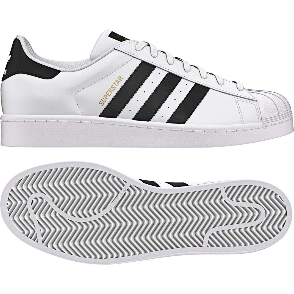 Adidas Superstar Unisex Sneakers - White/Black Basketball Shoes for Men & Women - Size 10.5 UK (45 1/3 EU) - Perfect for Casual Wear, Street Fashion & Sports Activities