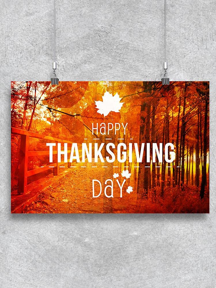 Happy Thanksgiving Day Design Poster - Printable Wall Art for Home Decor, Office, Classroom & Holiday Party Decoration