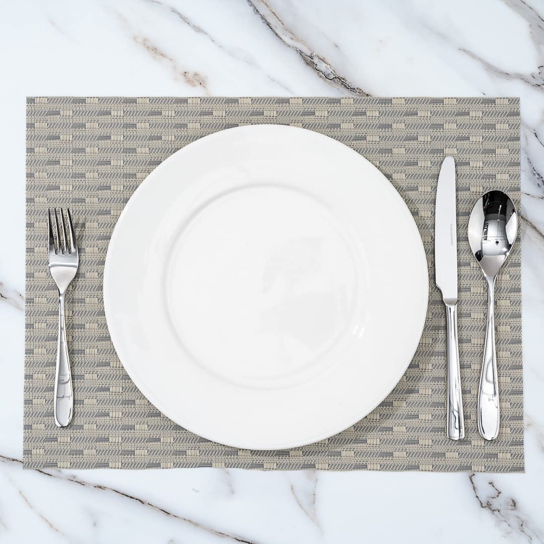 Restaurantware Speculo 16x12 Inch Woven Vinyl Placemats Set of 6 - Stain-Resistant, Easy Clean Rectangle Table Mats for Dining Room, Kitchen, Restaurant & Home Decor | Perfect for Everyday Meals, Dinner Parties & Holiday Gatherings
